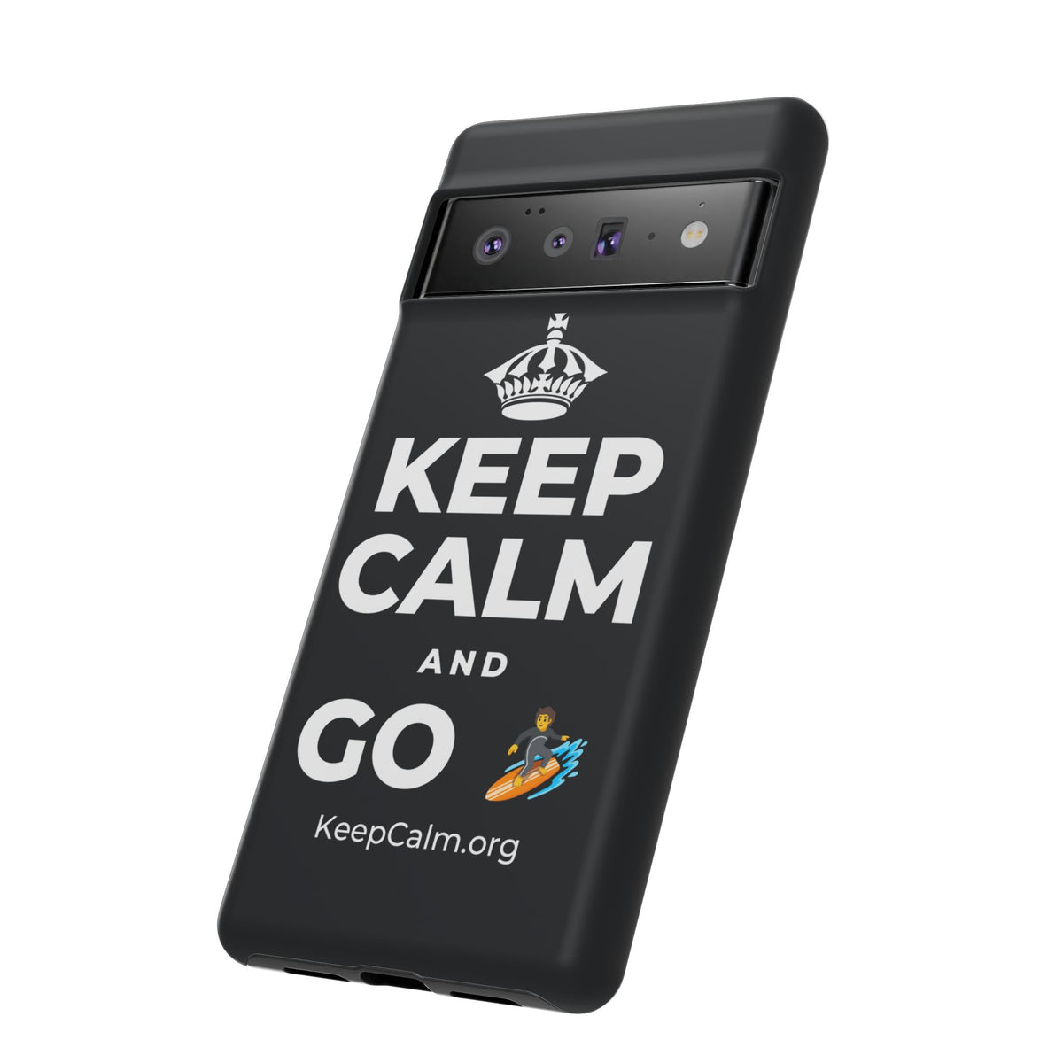 KEEP CALM AND GO 🏄 Phone Case (Dark)