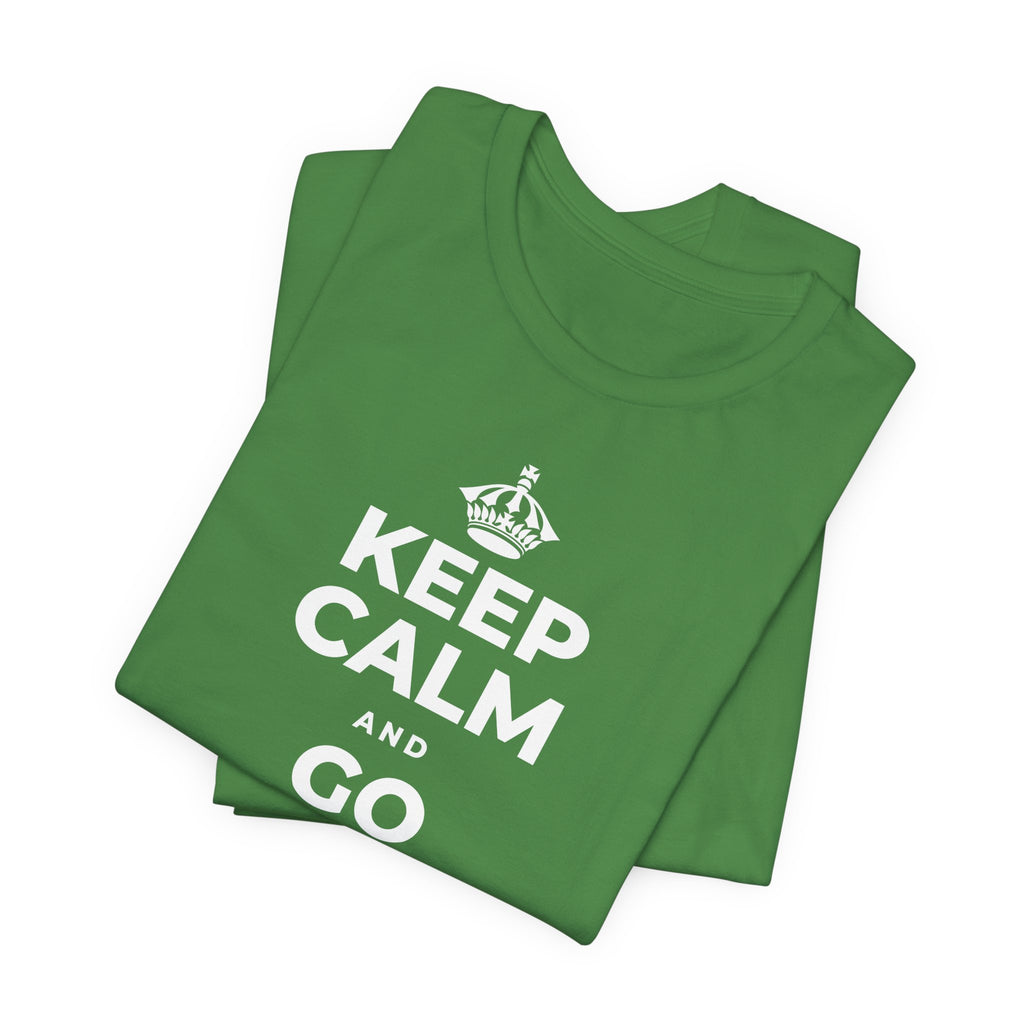 KEEP CALM AND GO GENTLE ON MONDAY T-Shirt (Baby Blue–Silver)