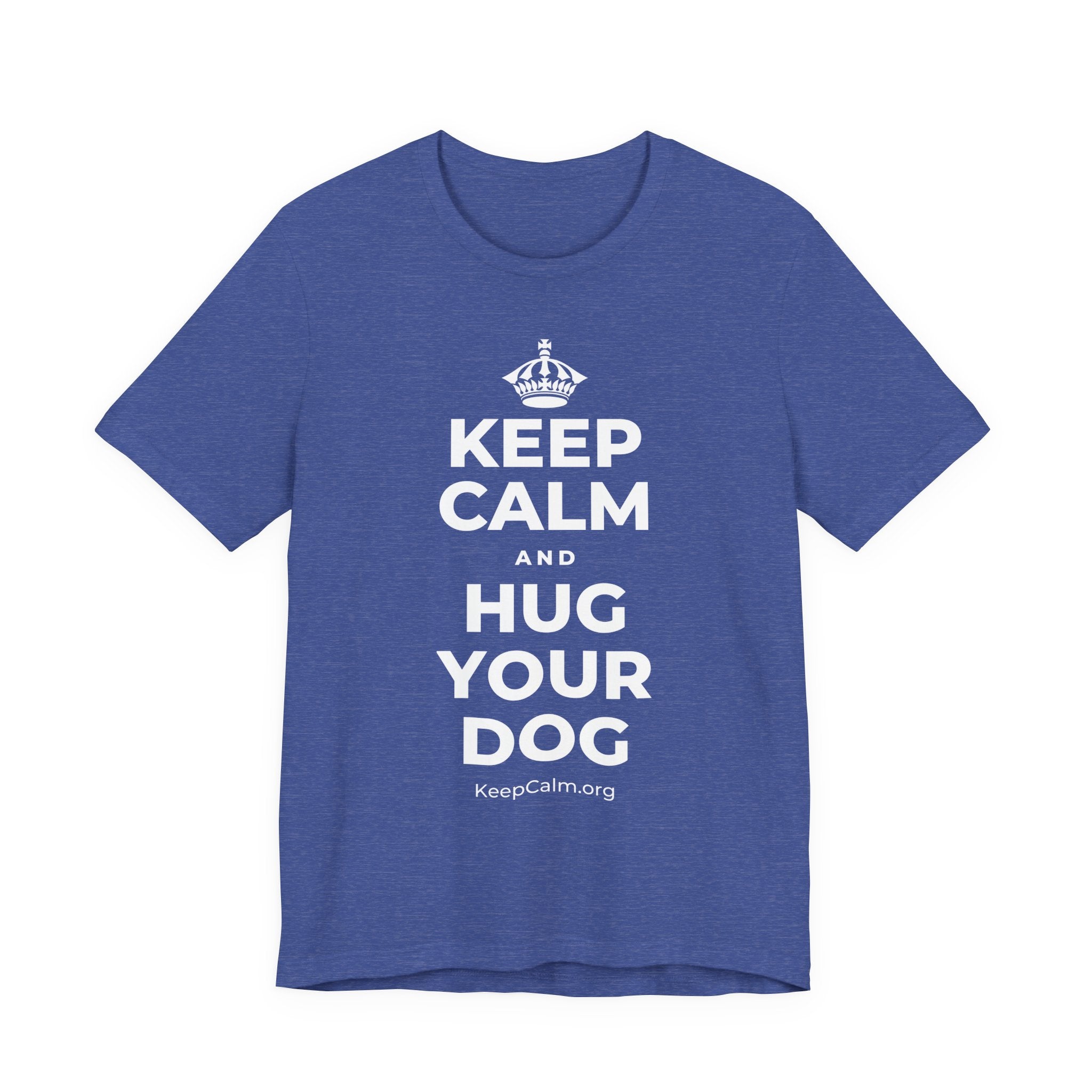 KEEP CALM AND HUG YOUR DOG T-Shirt (Baby Blue–Silver)