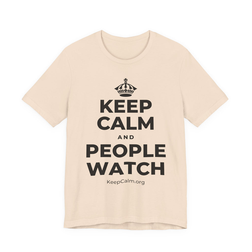 KEEP CALM AND PEOPLE WATCH T-Shirt (Soft Cream–Heather Mauve)