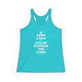 KEEP CALM AND COLOR OUTSIDE THE LINES Women's Racerback Tank