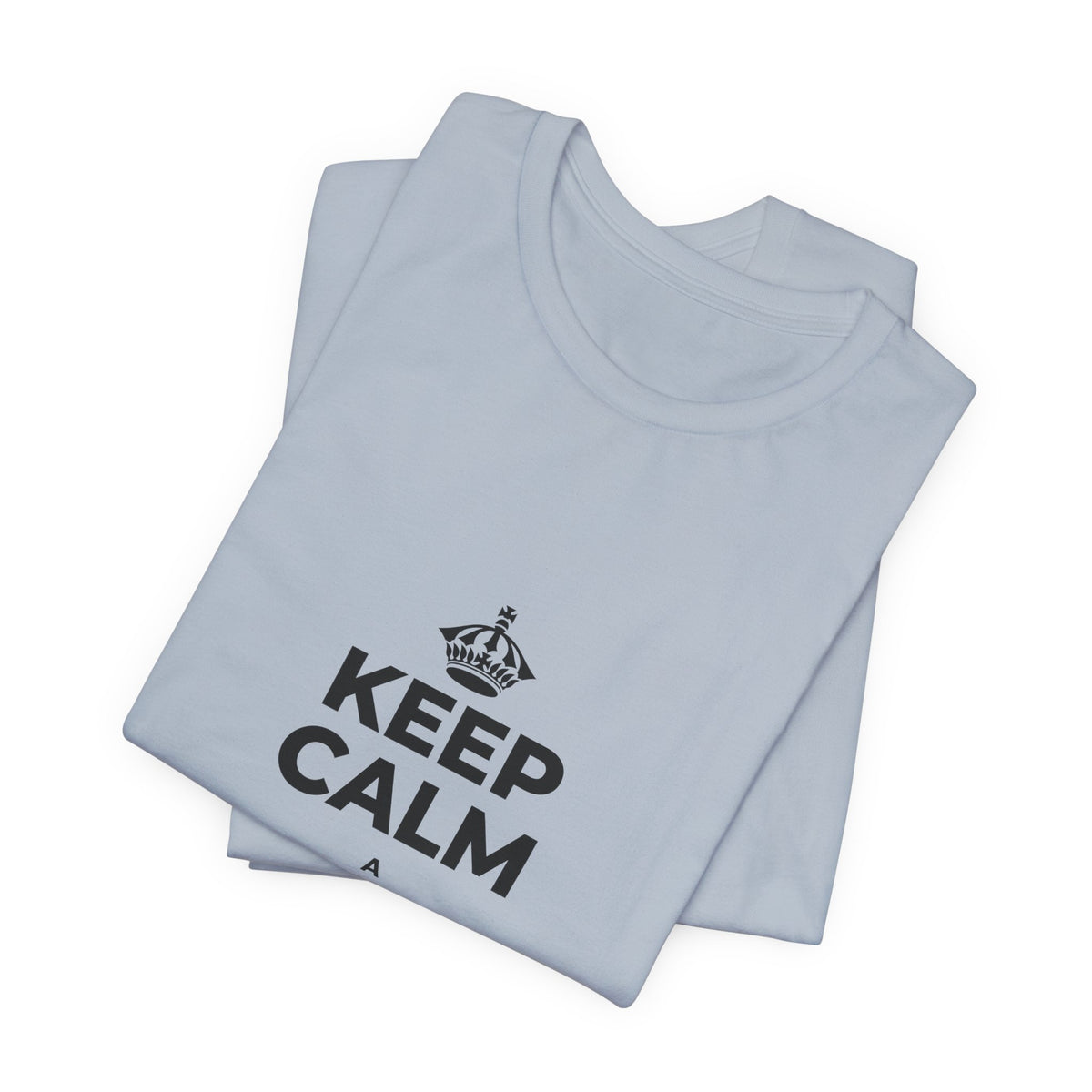 KEEP CALM A HOʻOMAHA, A LAILA KŪ T-Shirt (White–Asphalt)