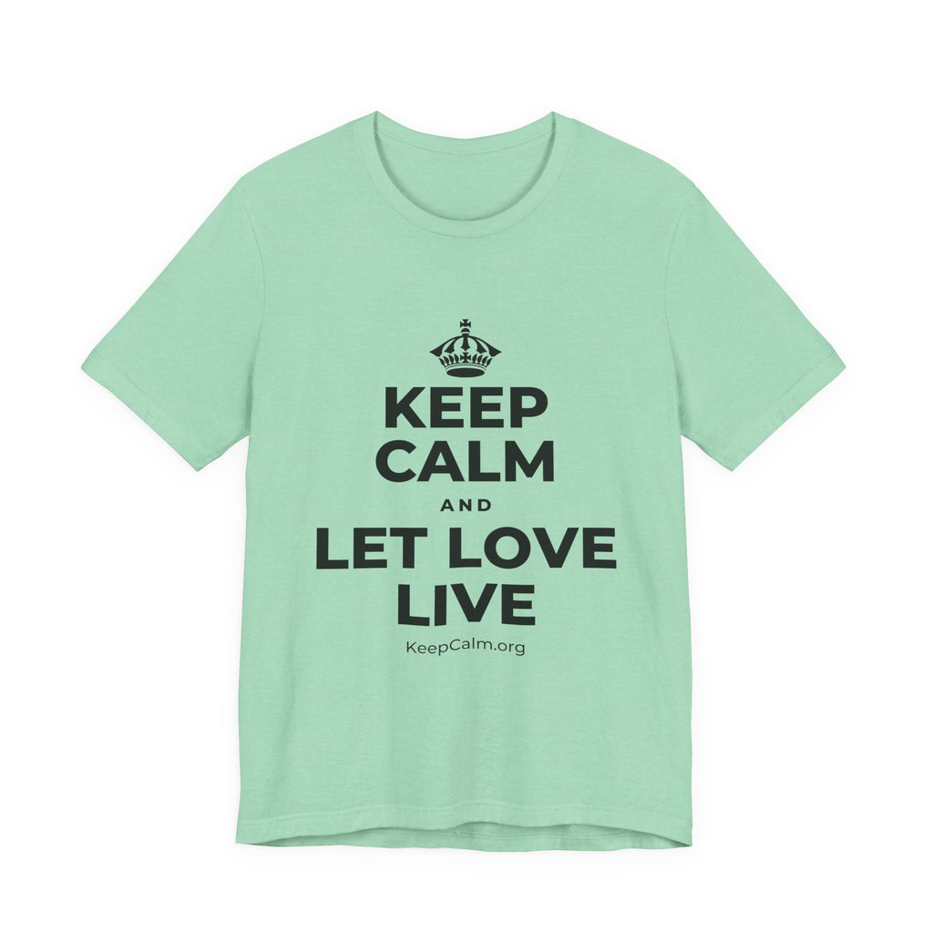 KEEP CALM AND LET LOVE LIVE T-Shirt (Baby Blue–Silver)