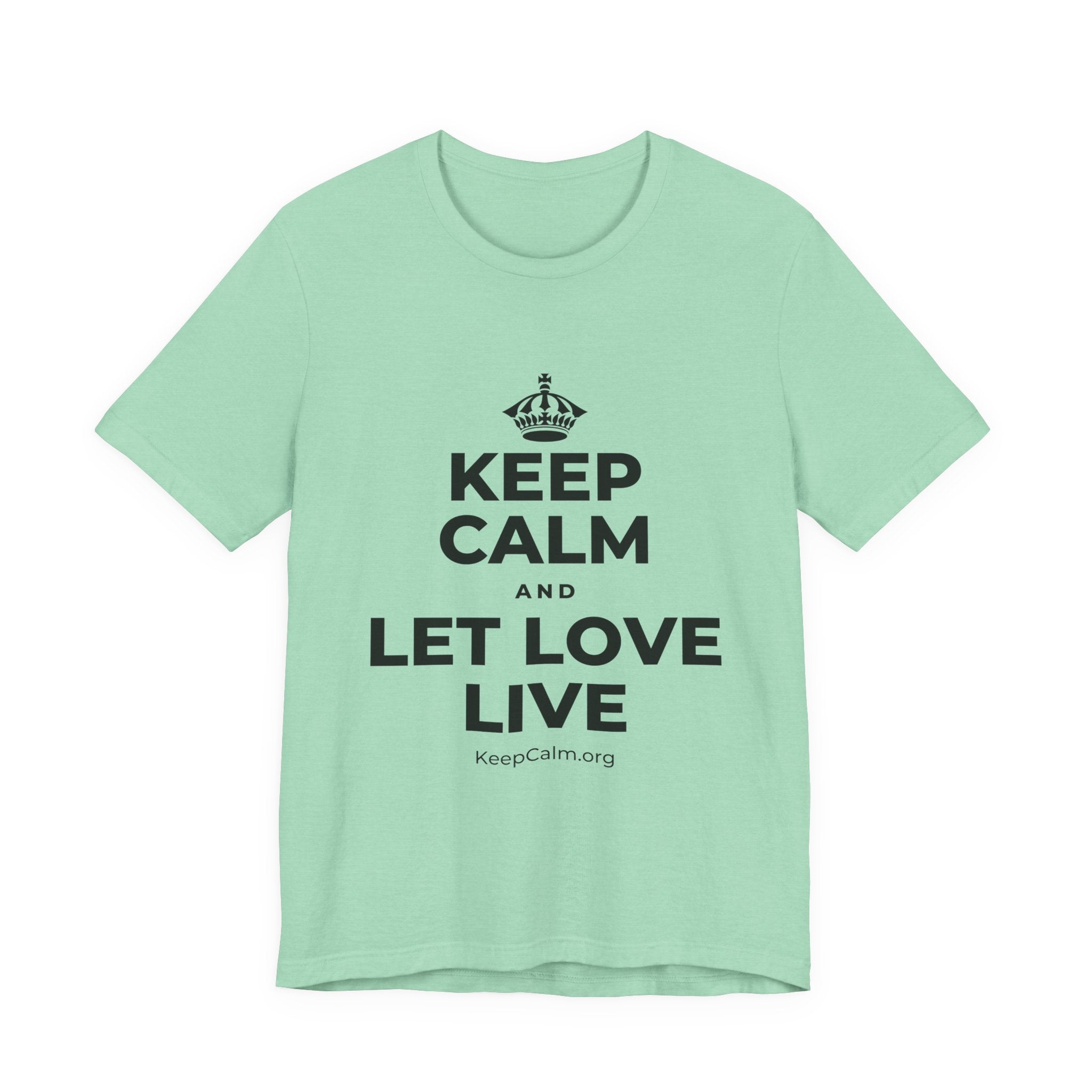 KEEP CALM AND LET LOVE LIVE T-Shirt (Baby Blue–Silver)