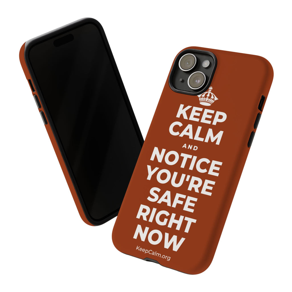 KEEP CALM AND NOTICE YOU'RE SAFE RIGHT NOW Phone Case