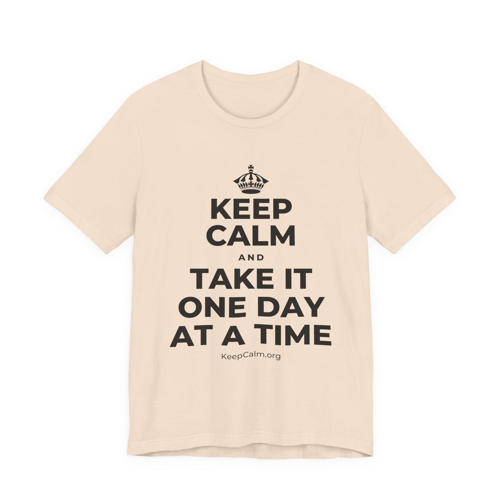 KEEP CALM AND TAKE IT ONE DAY AT A TIME T-Shirt (Soft Cream–Heather Mauve)