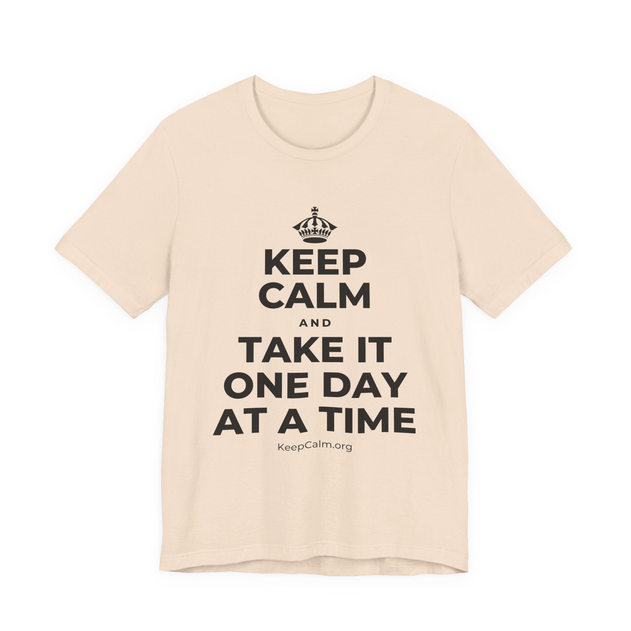 KEEP CALM AND TAKE IT ONE DAY AT A TIME T-Shirt (Soft Cream–Heather Mauve)