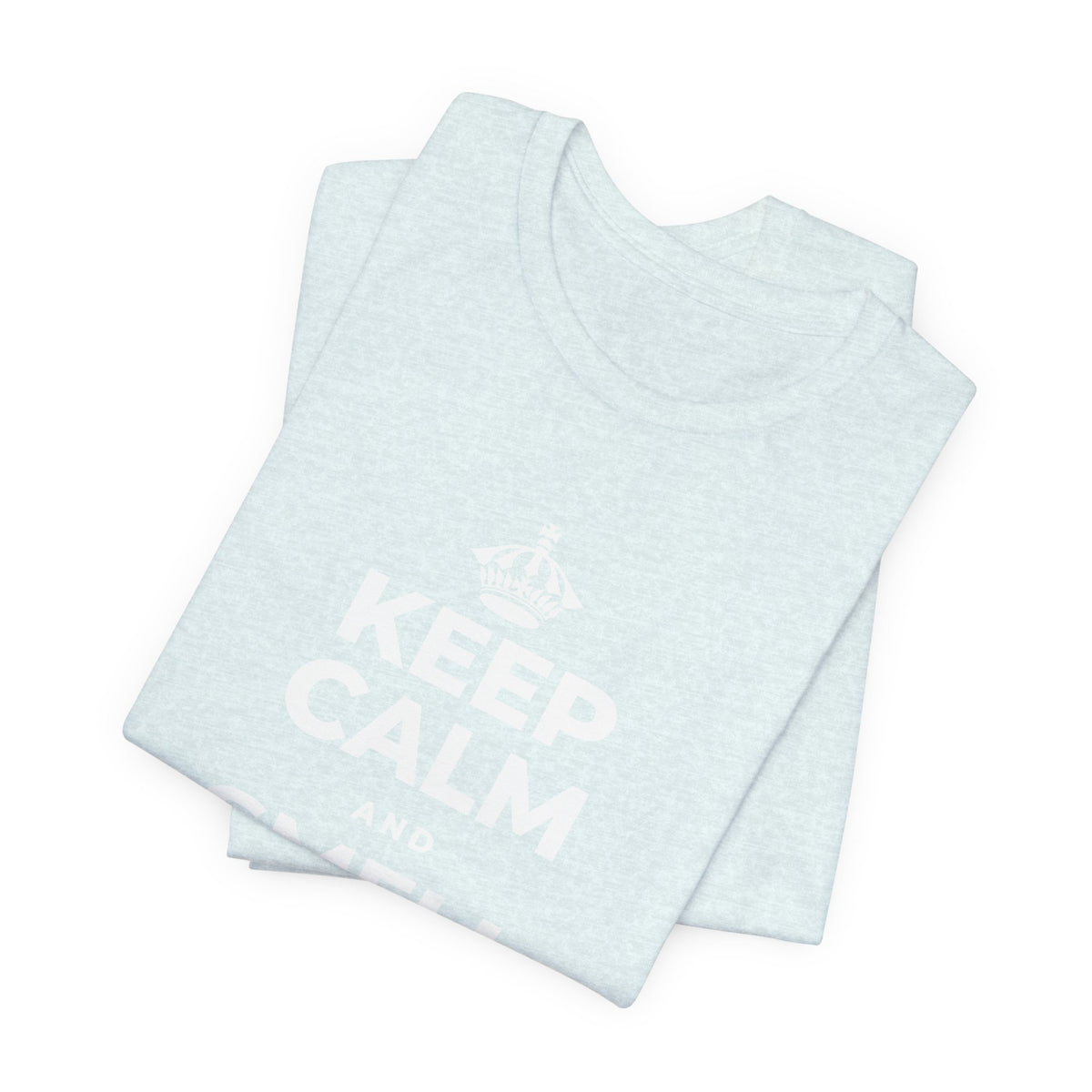 KEEP CALM AND SMELL THE ROSES T-Shirt (Soft Cream–Heather Mauve)