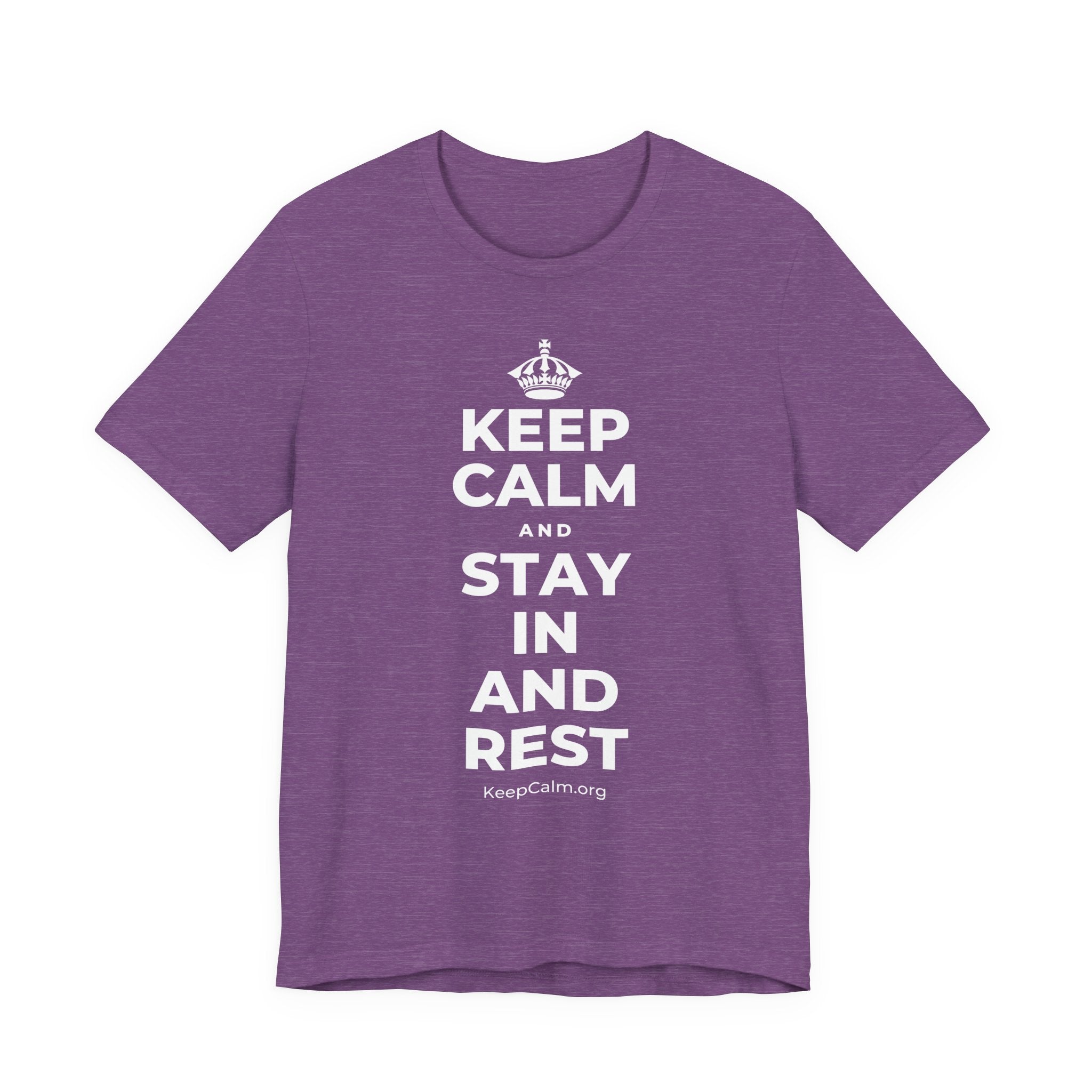 KEEP CALM AND STAY IN AND REST T-Shirt (Baby Blue–Silver)