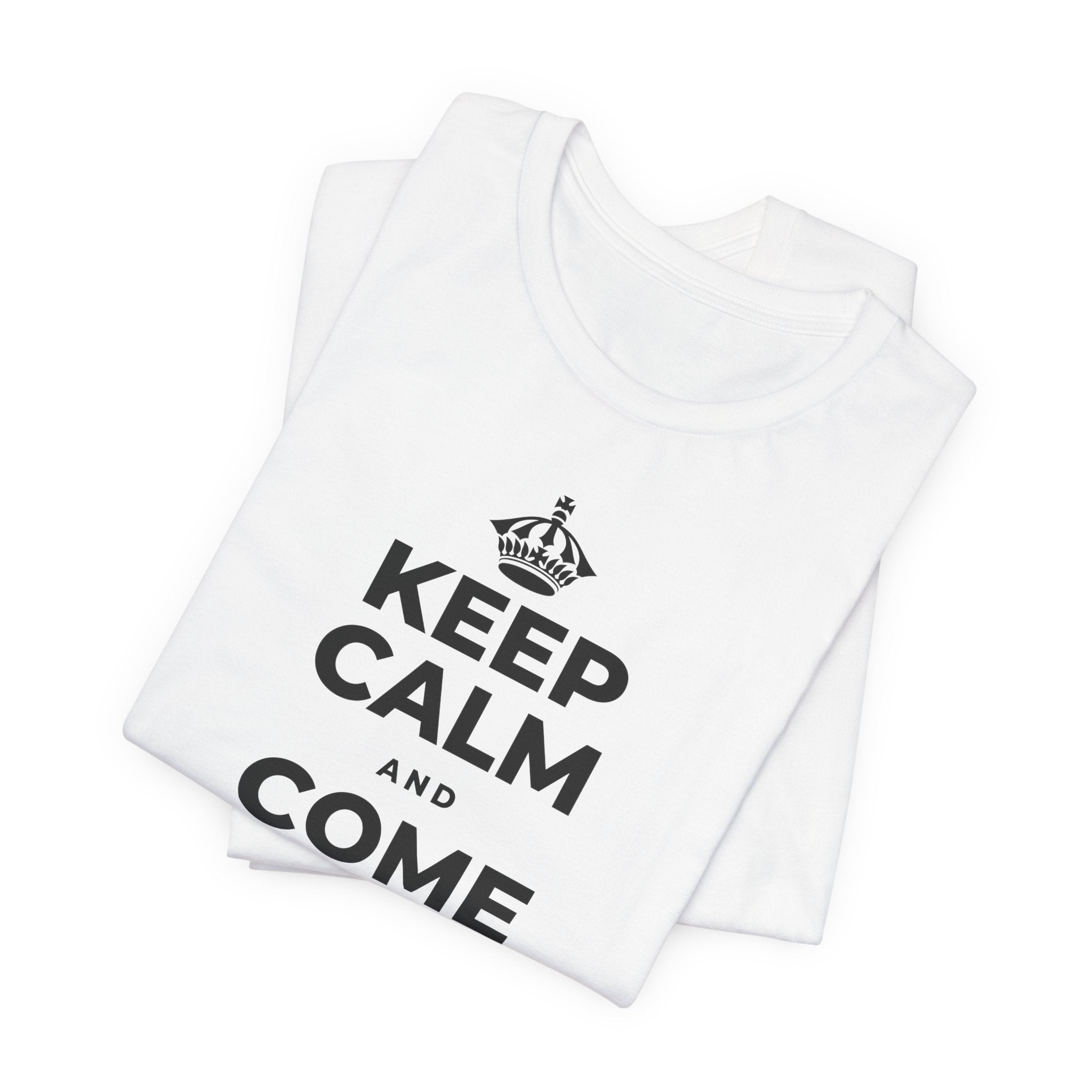 KEEP CALM AND COME BACK TO NOW T-Shirt (White–Asphalt)