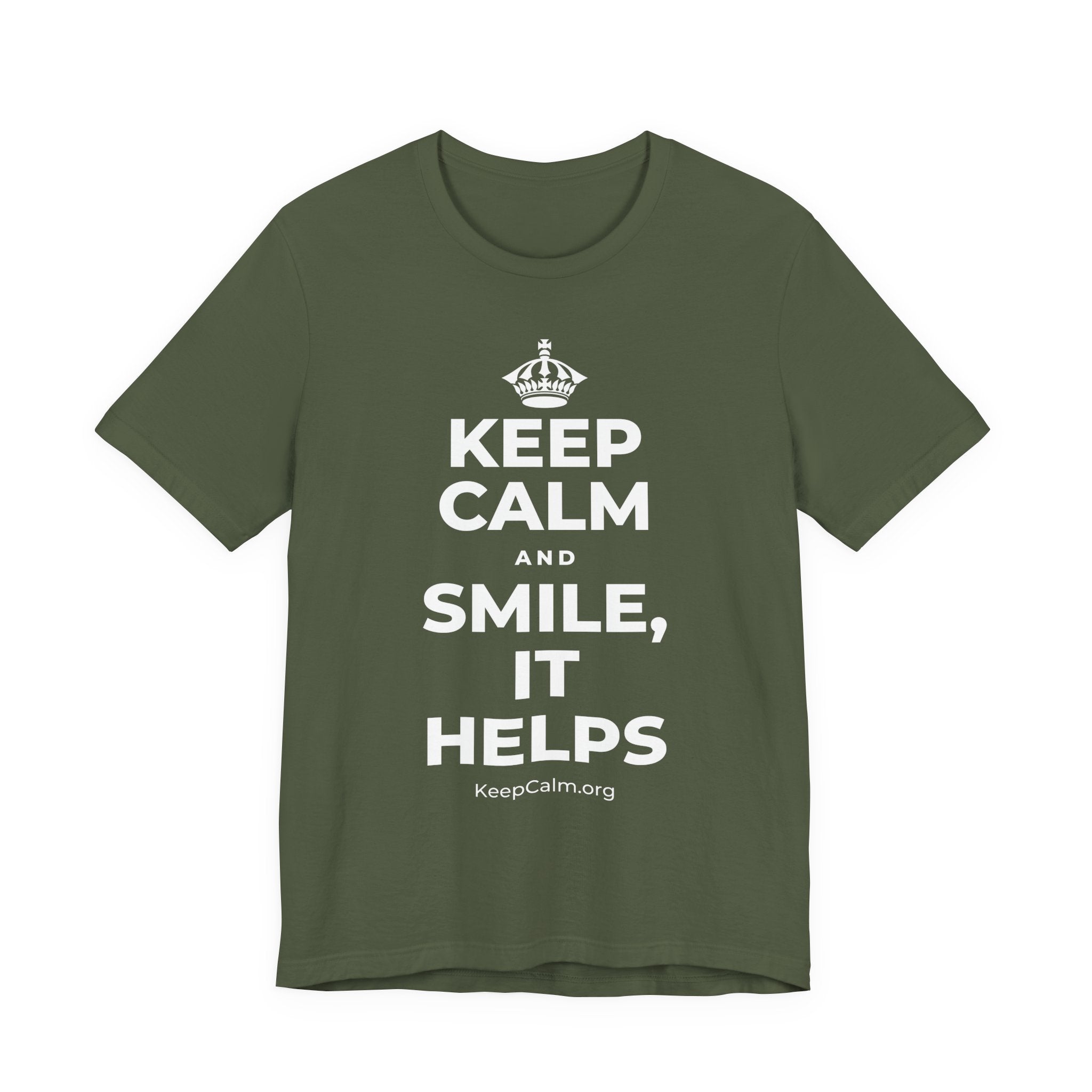 KEEP CALM AND SMILE, IT HELPS T-Shirt (Military Green–Autumn)