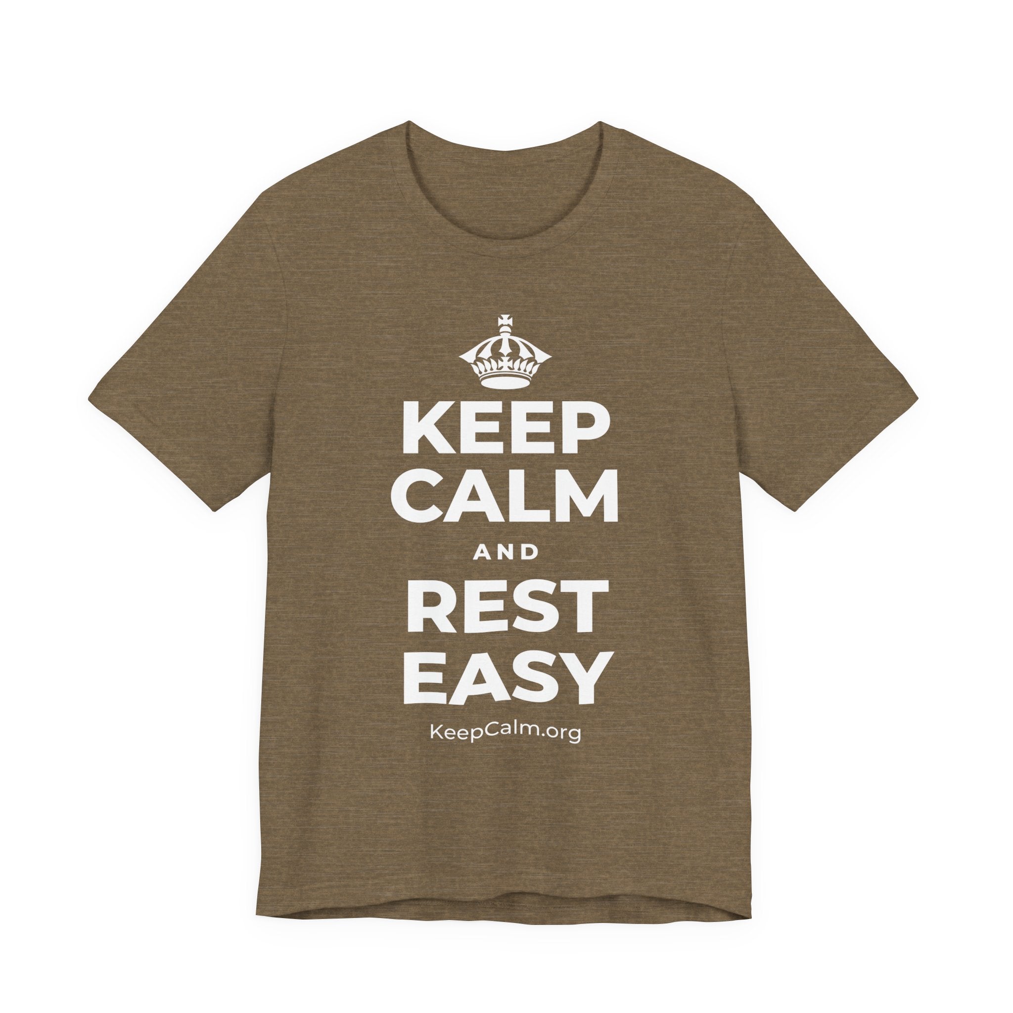 KEEP CALM AND REST EASY T-Shirt (Soft Cream–Heather Mauve)