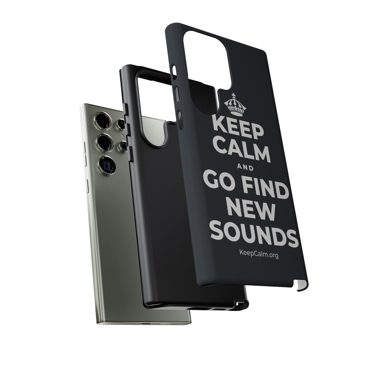 KEEP CALM AND GO FIND NEW SOUNDS Phone Case (Dark)