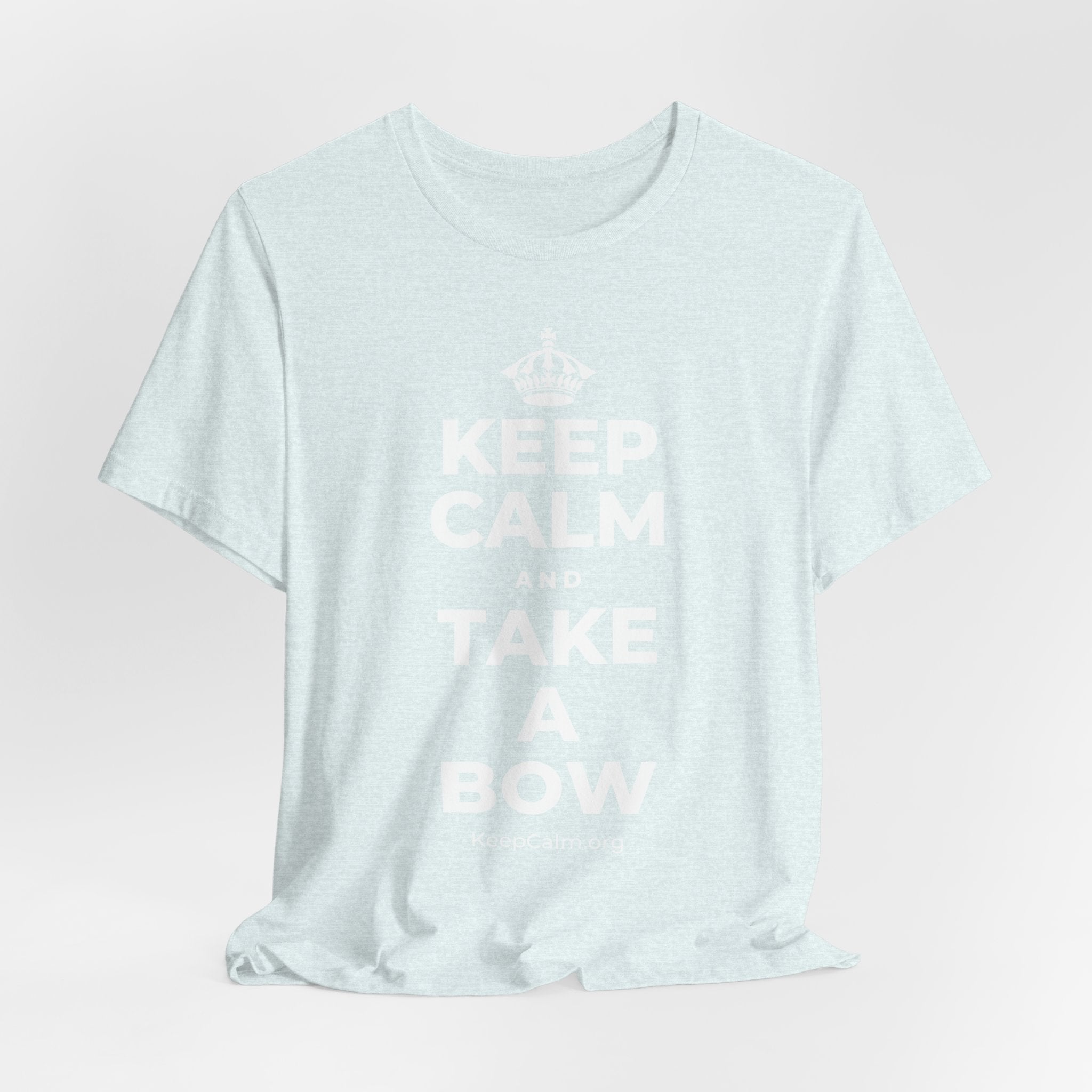 KEEP CALM AND TAKE A BOW T-Shirt (Soft Cream–Heather Mauve)