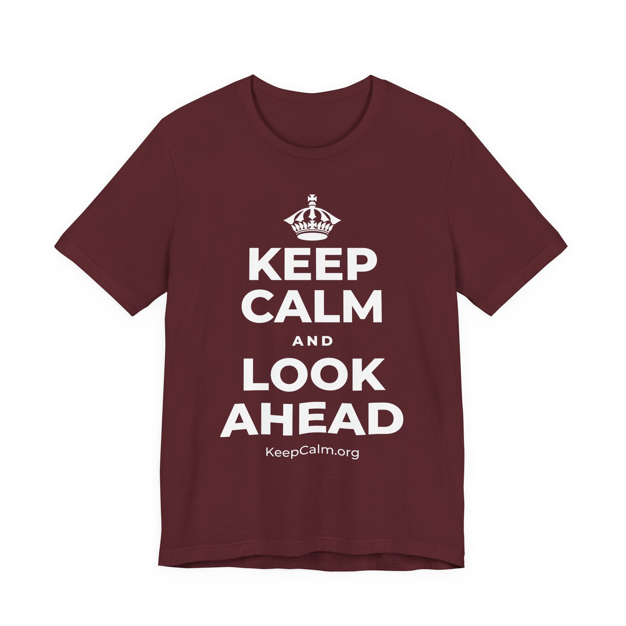 KEEP CALM AND LOOK AHEAD T-Shirt (Baby Blue–Silver)