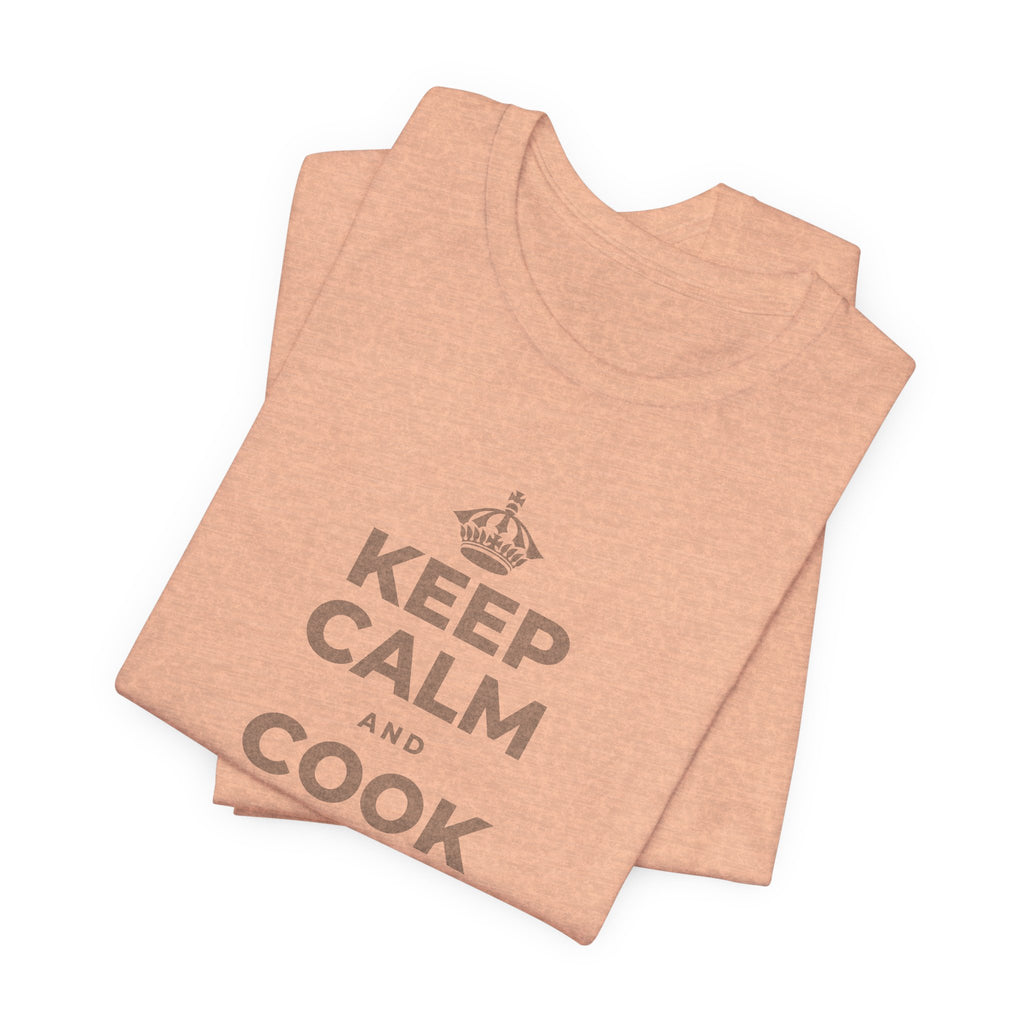 KEEP CALM AND COOK SOMETHING T-Shirt (Soft Cream–Heather Mauve)