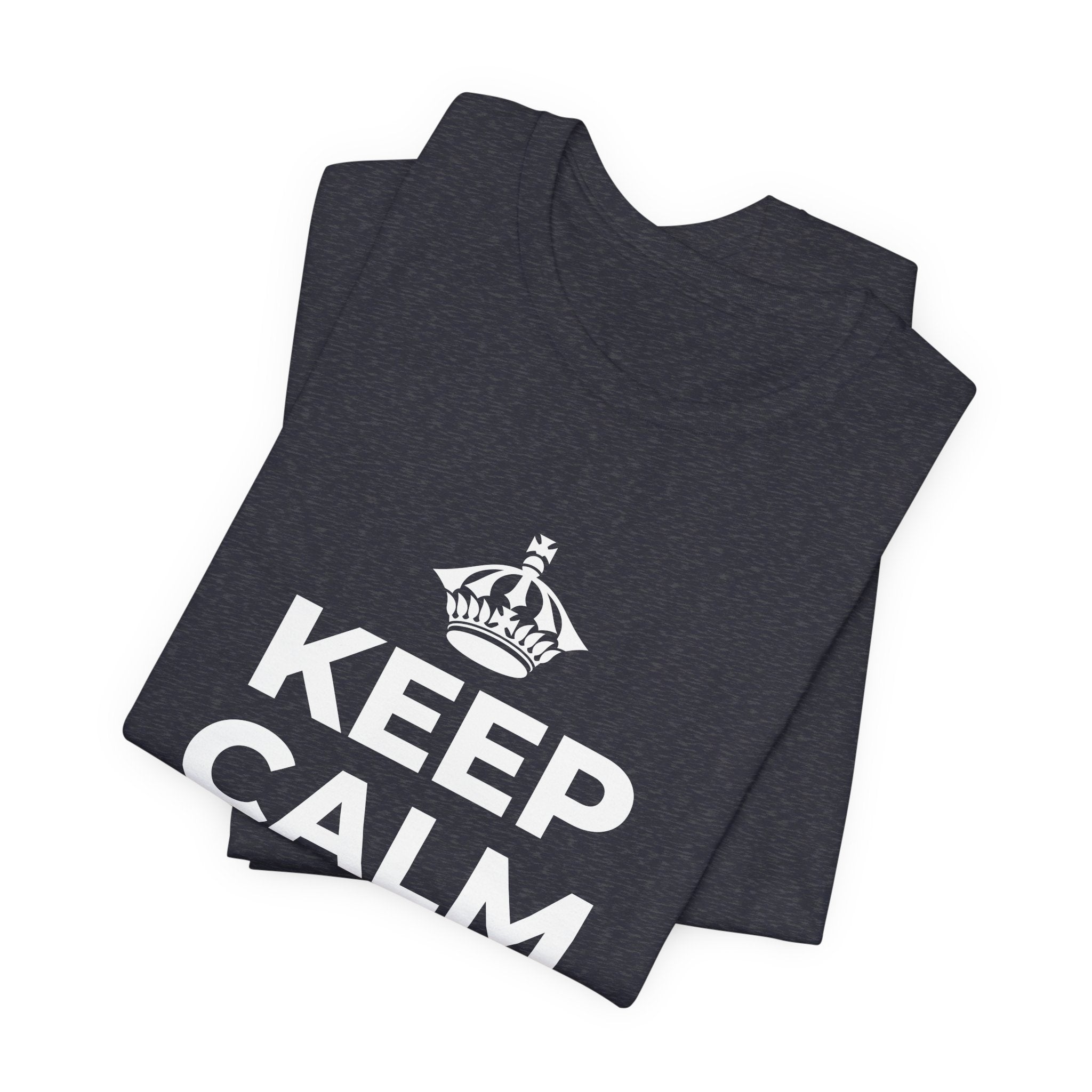 KEEP CALM AND OWN IT T-Shirt (White–Asphalt)