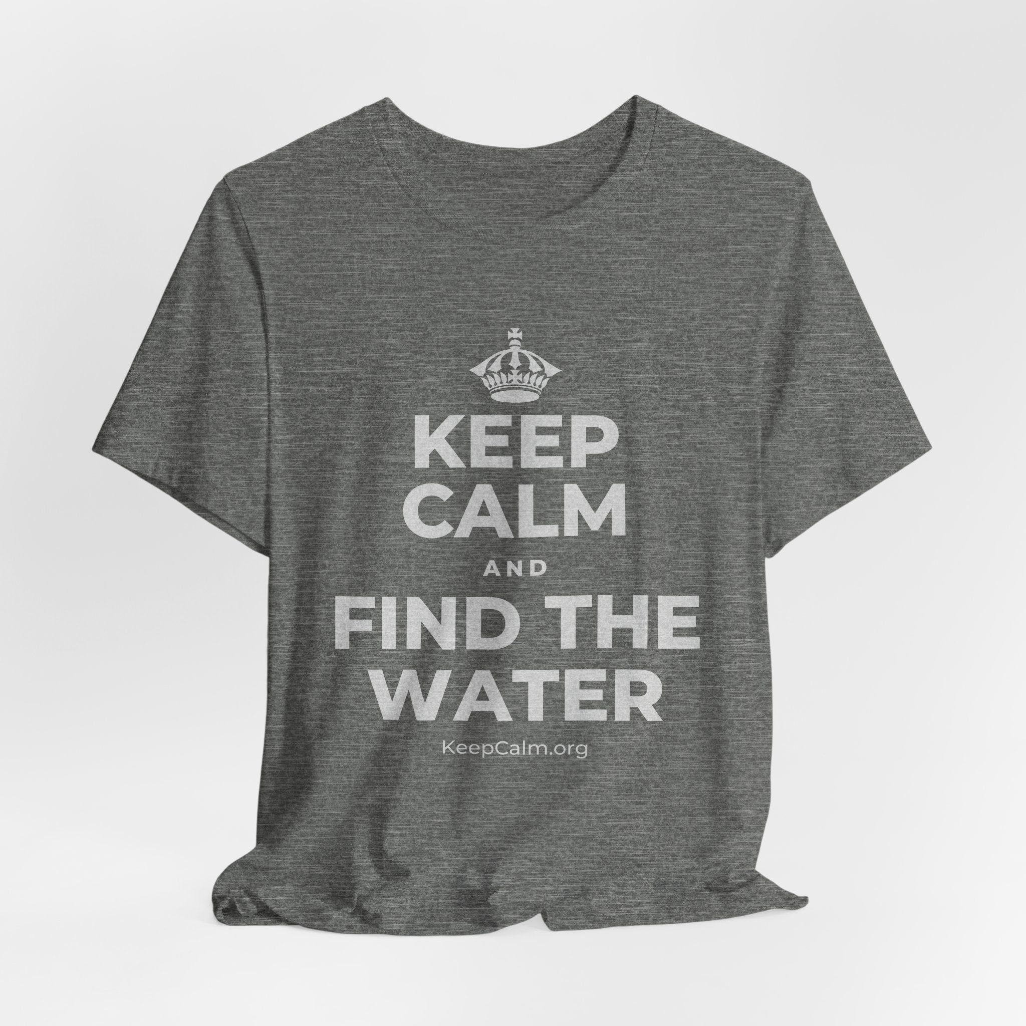 KEEP CALM AND FIND THE WATER T-Shirt (Baby Blue–Silver)