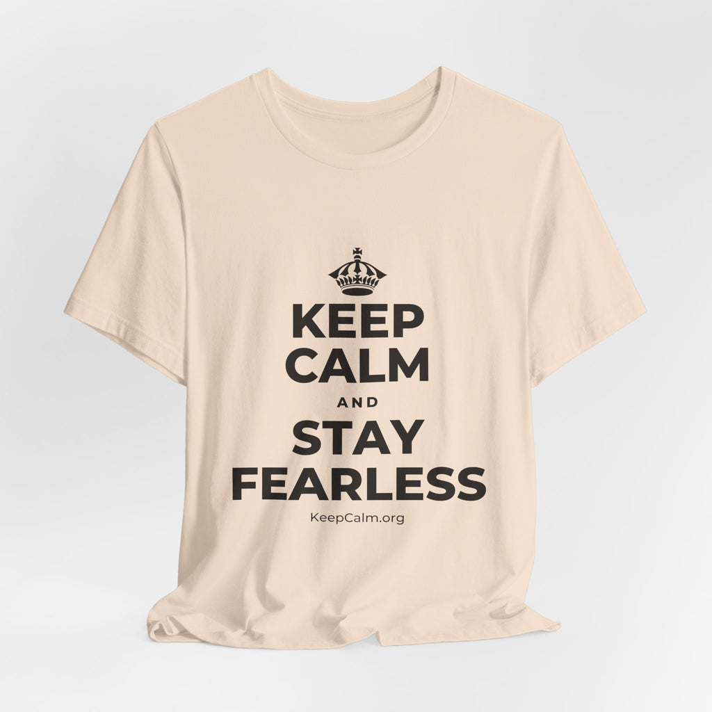 KEEP CALM AND STAY FEARLESS T-Shirt (Soft Cream–Heather Mauve)