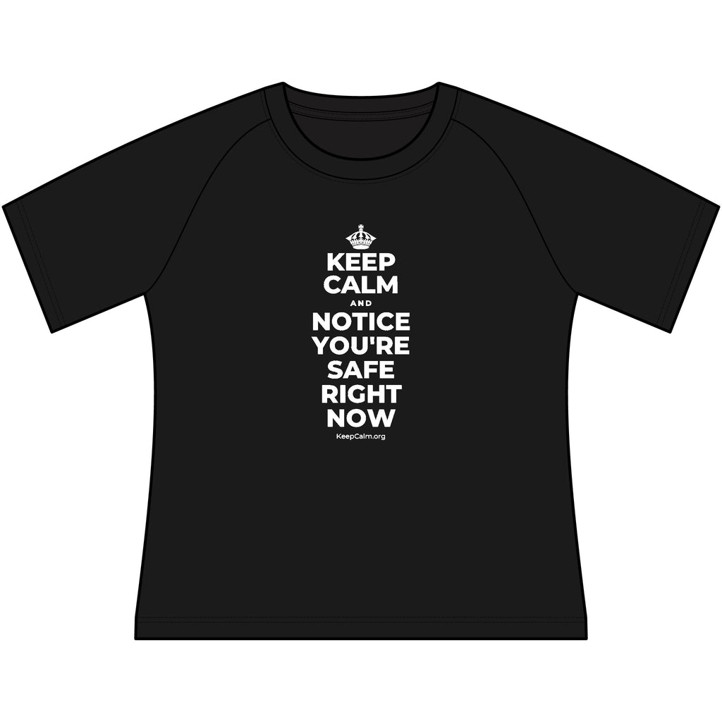 KEEP CALM AND NOTICE YOU'RE SAFE RIGHT NOW Women's Raglan Tee
