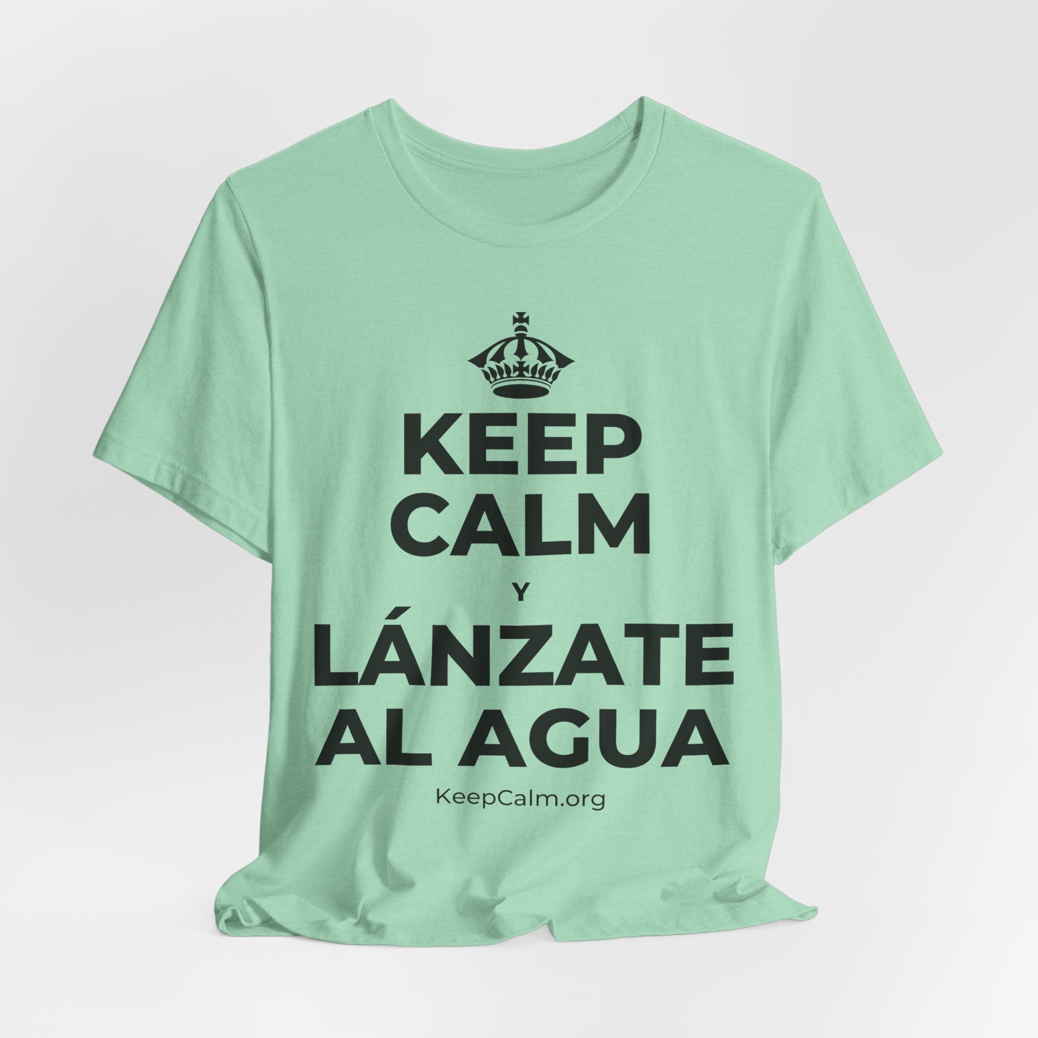 KEEP CALM Y LÁNZATE AL AGUA T-Shirt (Baby Blue–Silver)