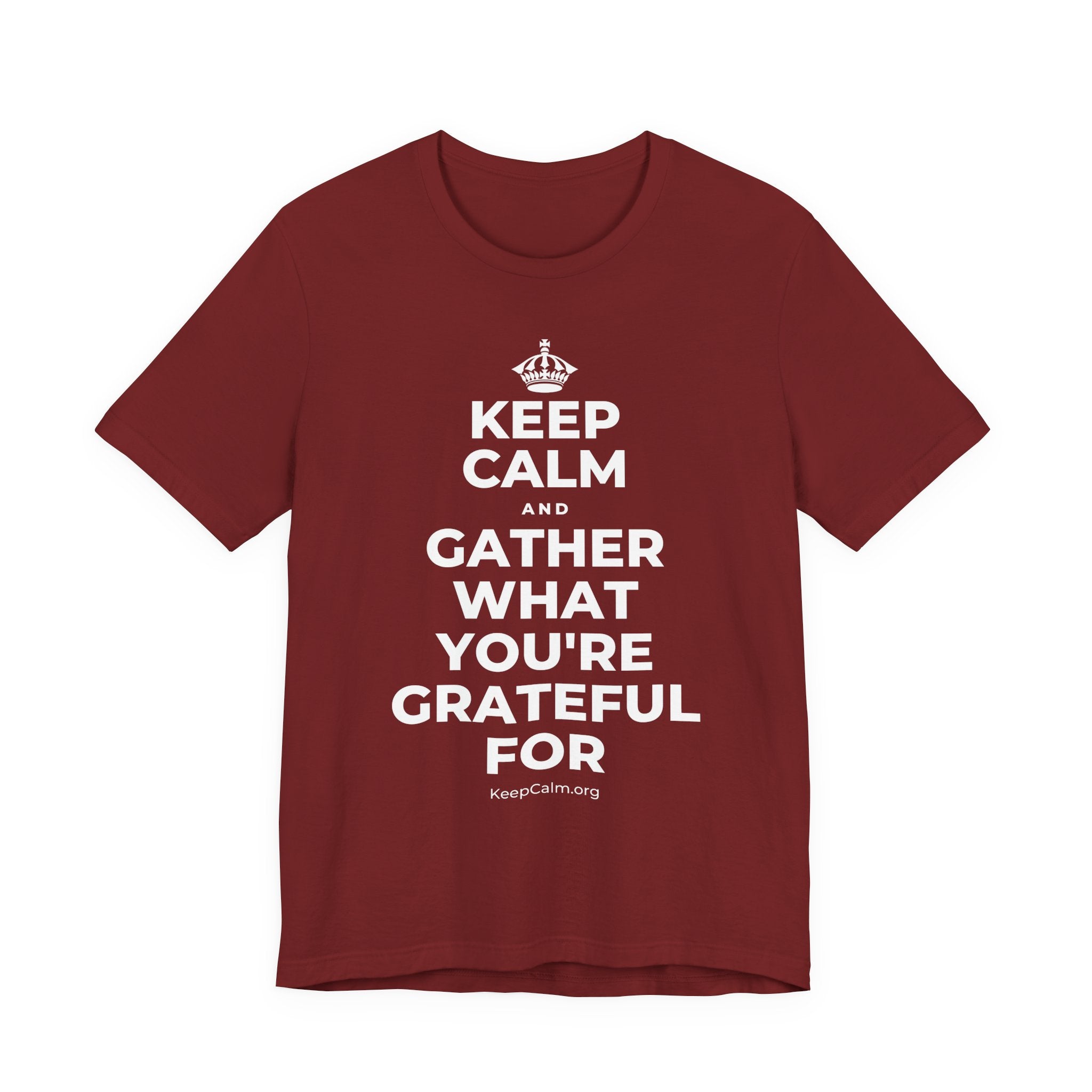 KEEP CALM AND GATHER WHAT YOU'RE GRATEFUL FOR T-Shirt (Baby Blue–Silver)
