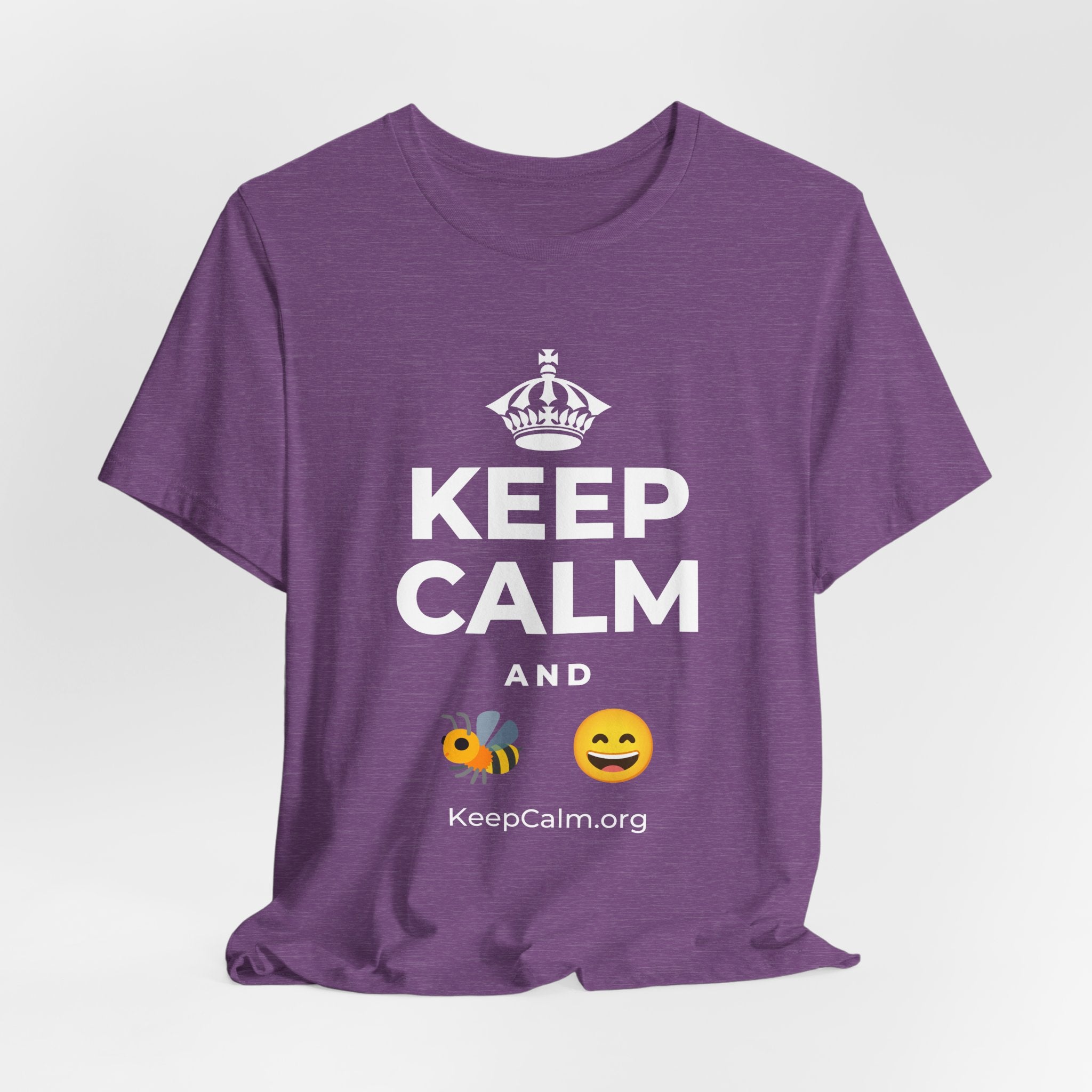 KEEP CALM AND 🐝 😄 T-Shirt (Baby Blue–Silver)