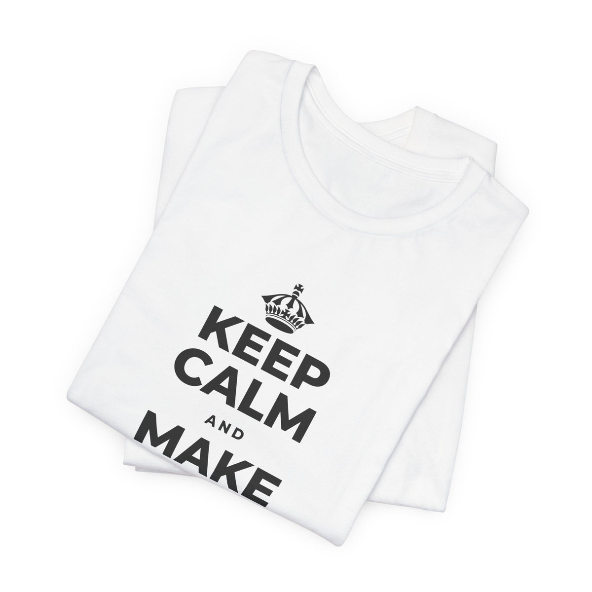 KEEP CALM AND MAKE MUSIC THAT HEALS T-Shirt (White–Asphalt)