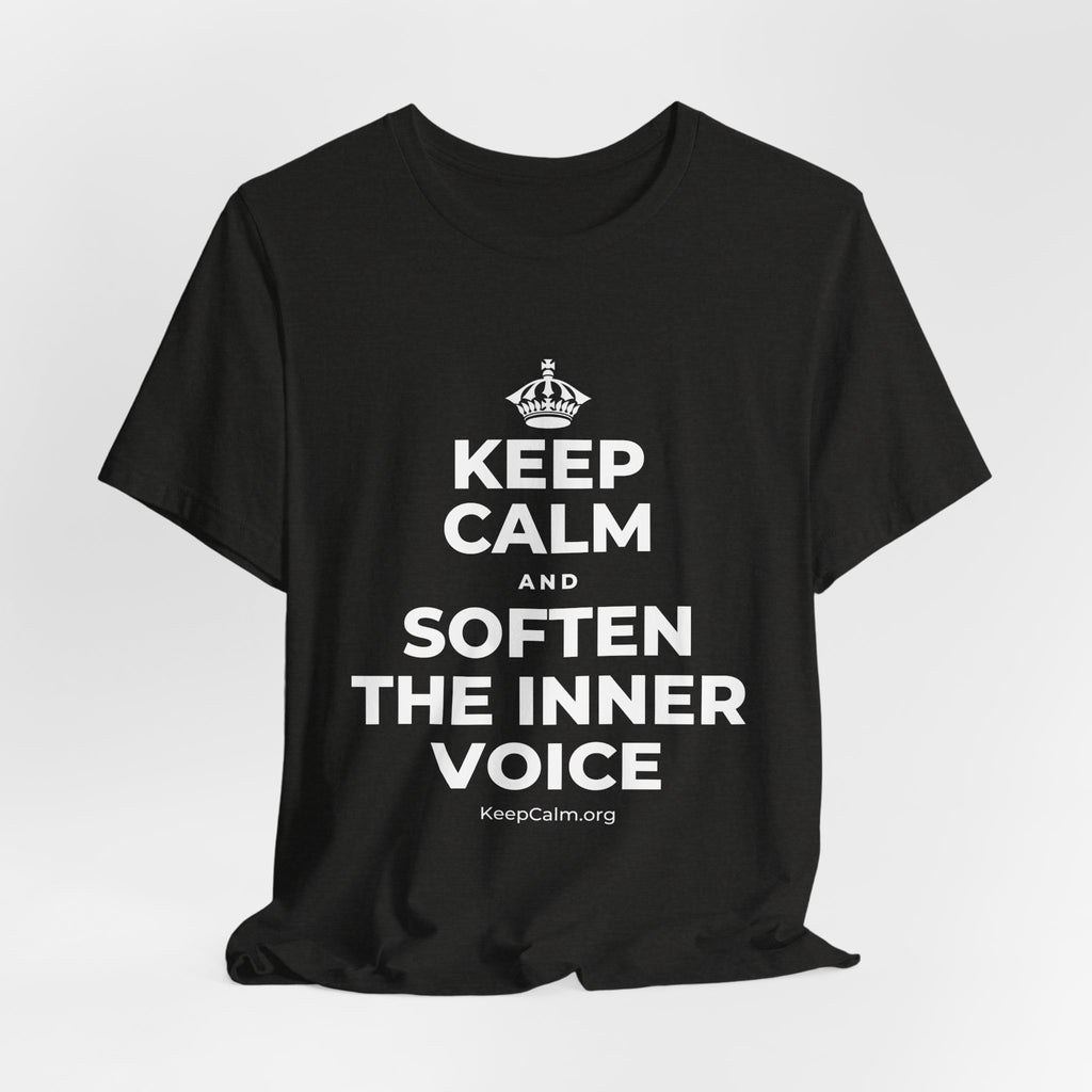 KEEP CALM AND SOFTEN THE INNER VOICE T-Shirt (Soft Cream–Heather Mauve)