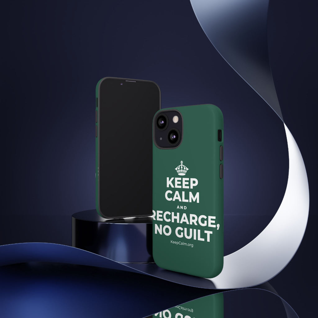 KEEP CALM AND RECHARGE, NO GUILT Phone Case