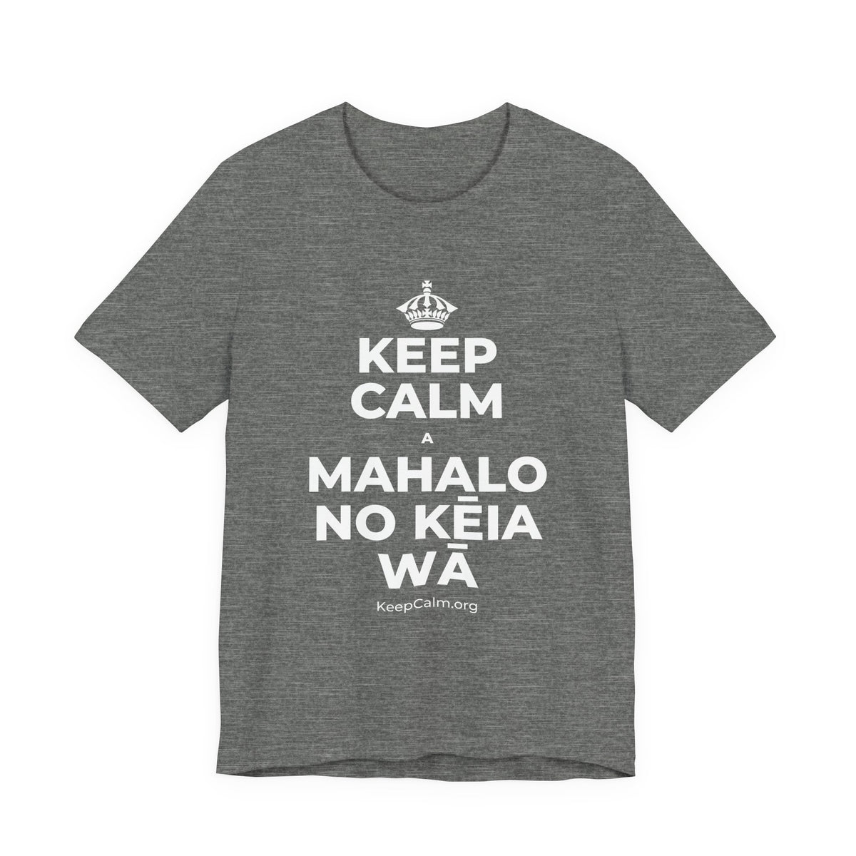 KEEP CALM A MAHALO NO KĒIA WĀ T-Shirt (Baby Blue–Silver)