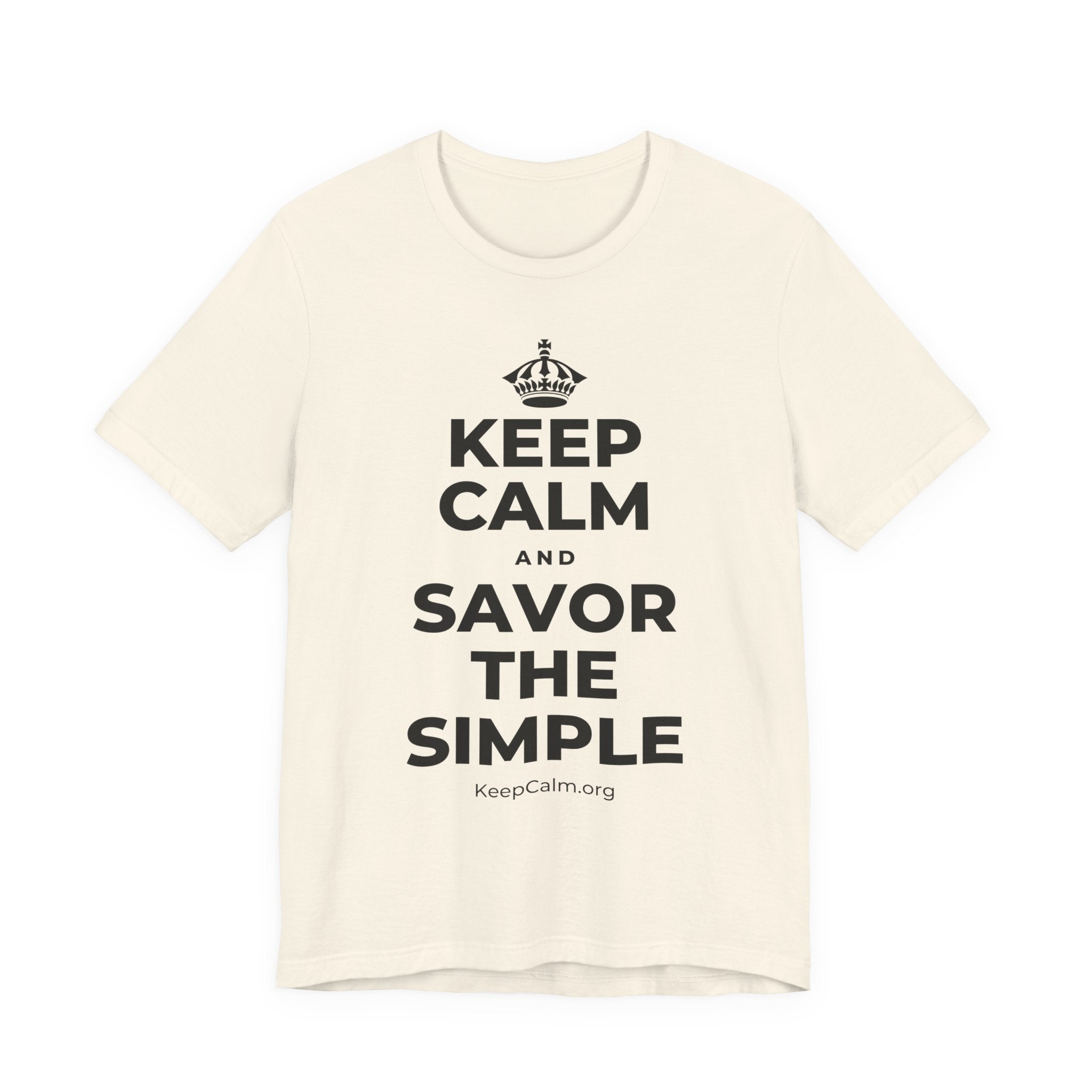 KEEP CALM AND SAVOR THE SIMPLE T-Shirt (White–Asphalt)