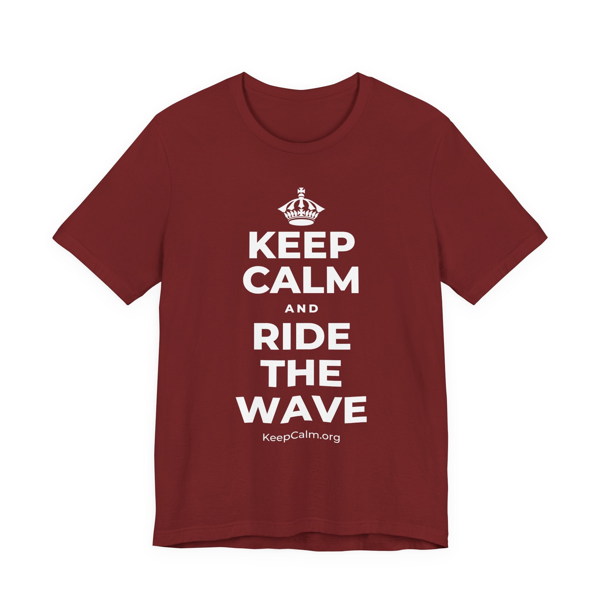 KEEP CALM AND RIDE THE WAVE T-Shirt (Baby Blue–Silver)