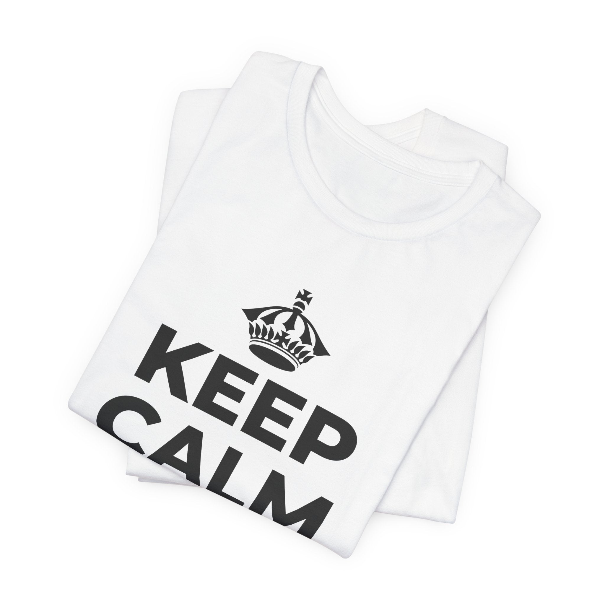 KEEP CALM AND 🐝 😄 T-Shirt (White–Asphalt)