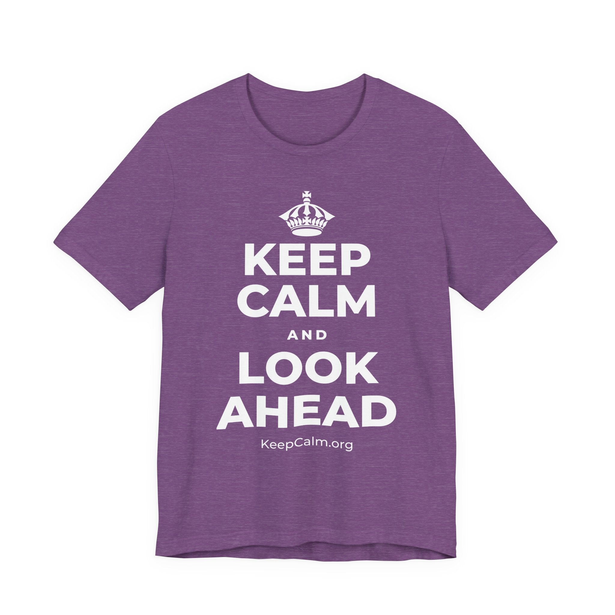 KEEP CALM AND LOOK AHEAD T-Shirt (Baby Blue–Silver)