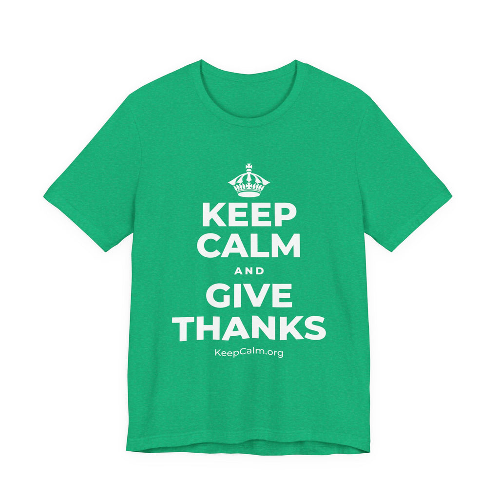 KEEP CALM AND GIVE THANKS T-Shirt (Baby Blue–Silver)