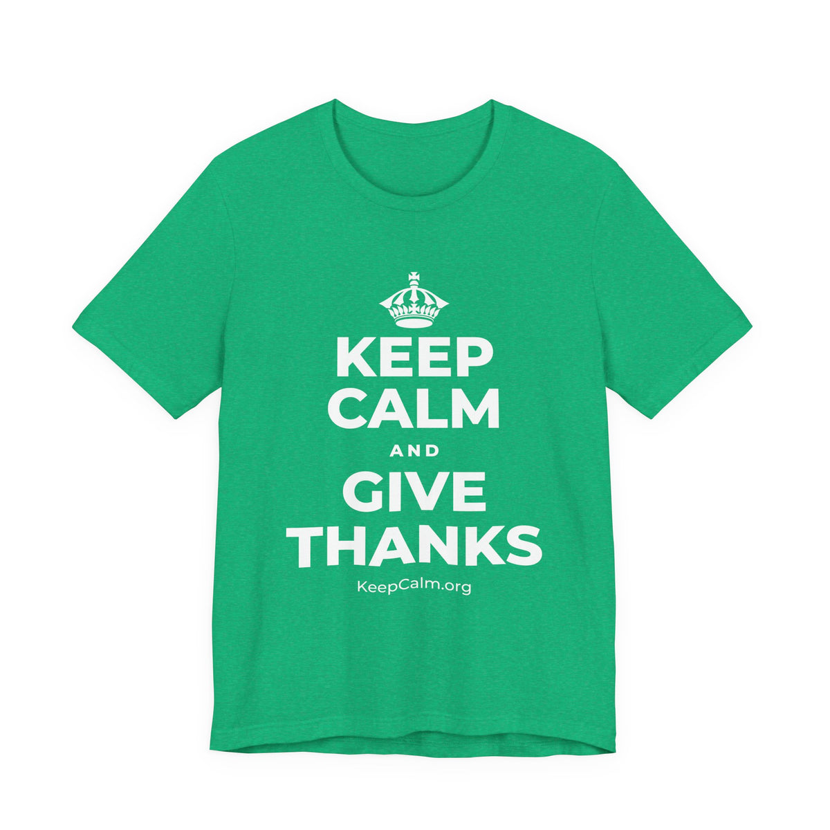 KEEP CALM AND GIVE THANKS T-Shirt (Baby Blue–Silver)