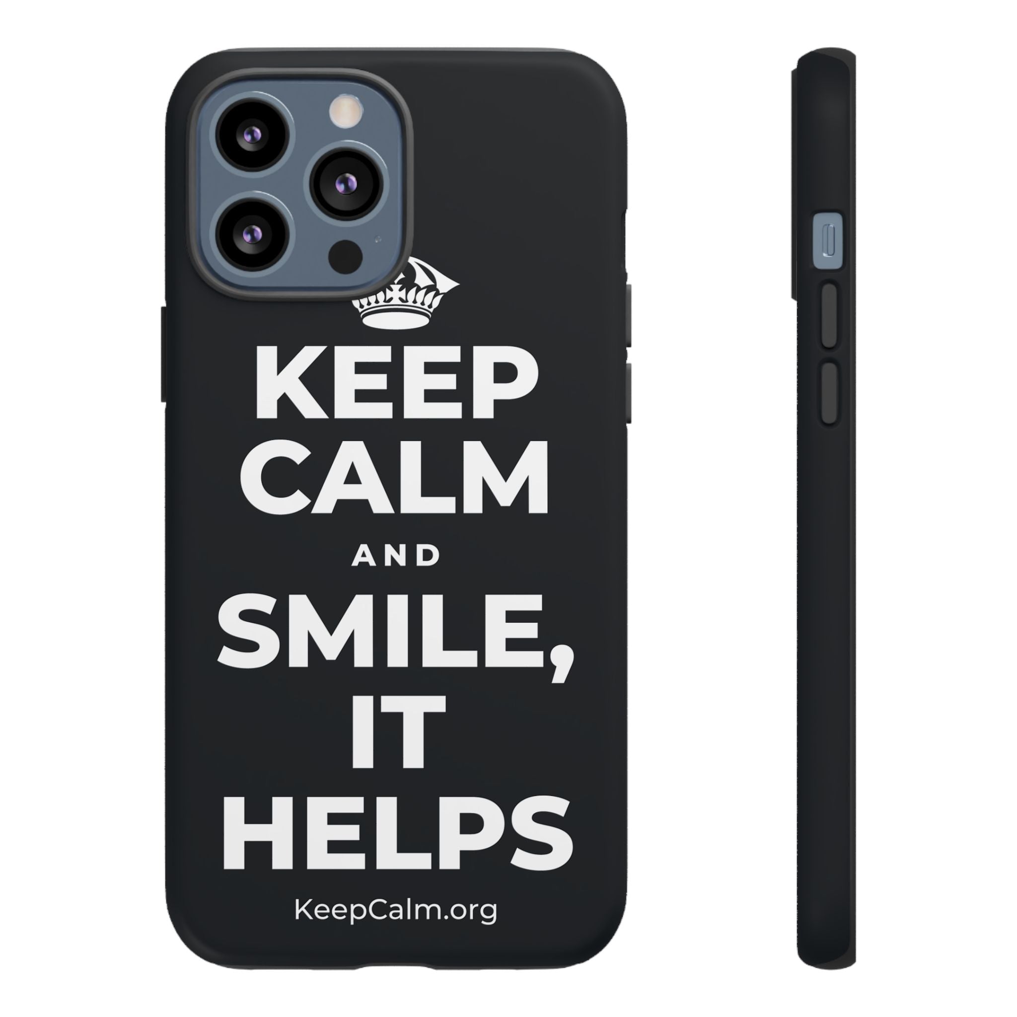 KEEP CALM AND SMILE, IT HELPS Phone Case (Dark)