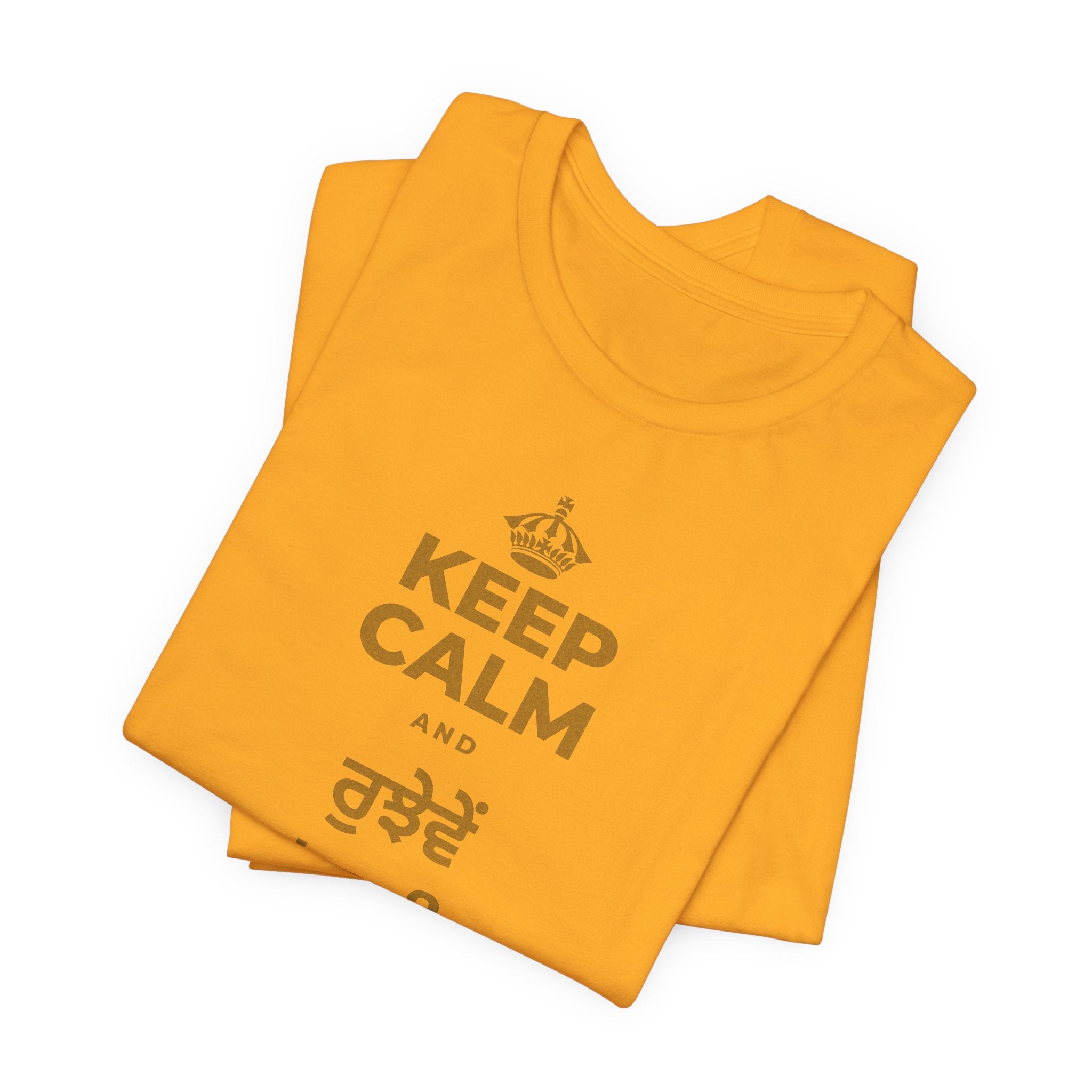 KEEP CALM AND ਰੁਝੇਵੇਂ 'ਚ ਵੀ ਨਰਮ ਰਹੋ T-Shirt (Baby Blue–Silver)