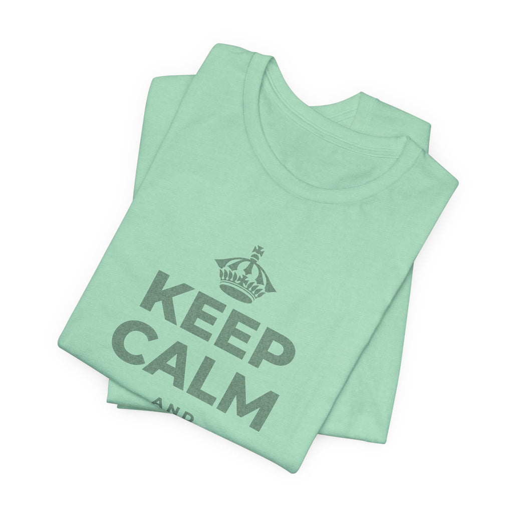 KEEP CALM AND BEGIN AGAIN T-Shirt (Baby Blue–Silver)