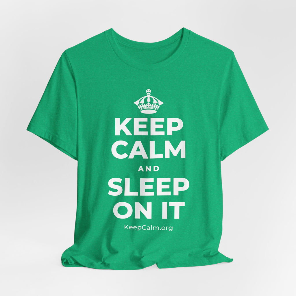 KEEP CALM AND SLEEP ON IT T-Shirt (Baby Blue–Silver)