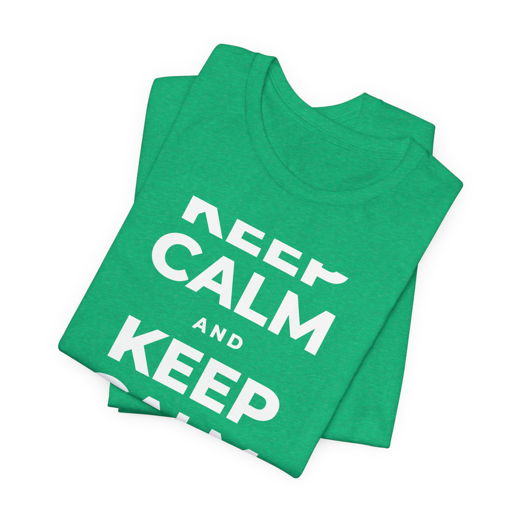 KEEP CALM AND DRINK WATER T-Shirt (Baby Blue–Silver)