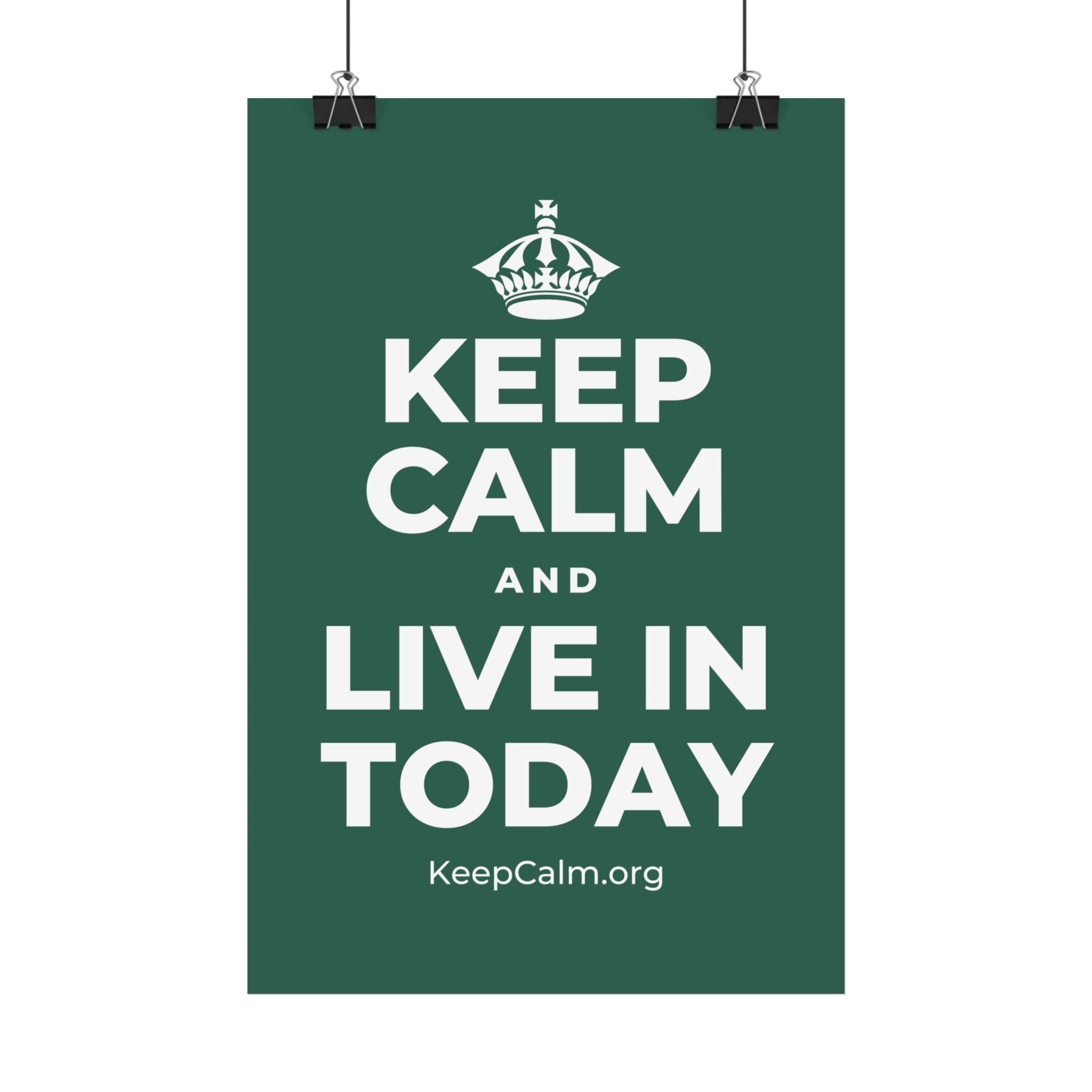 KEEP CALM AND LIVE IN TODAY Satin Poster