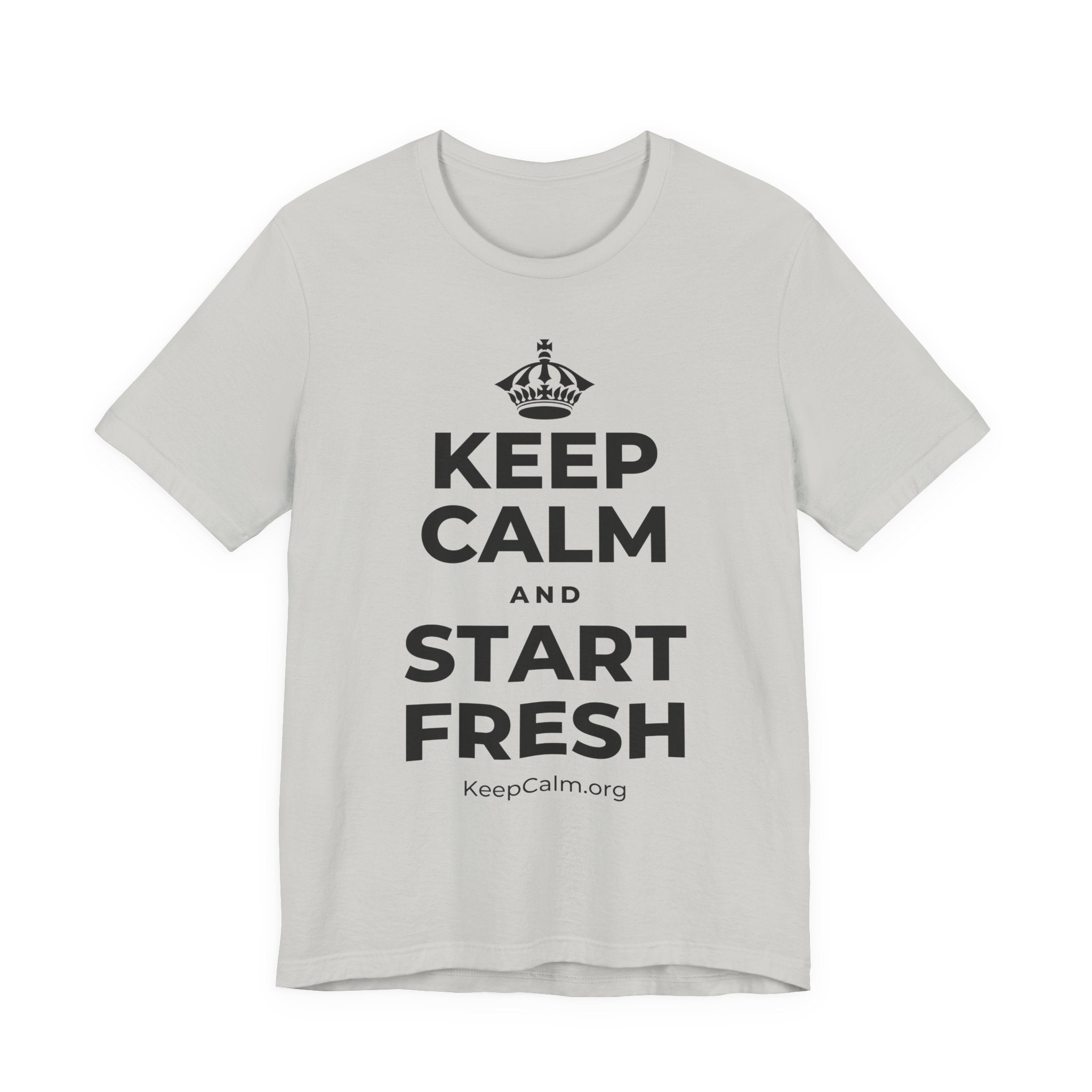 KEEP CALM AND START FRESH T-Shirt (Baby Blue–Silver)