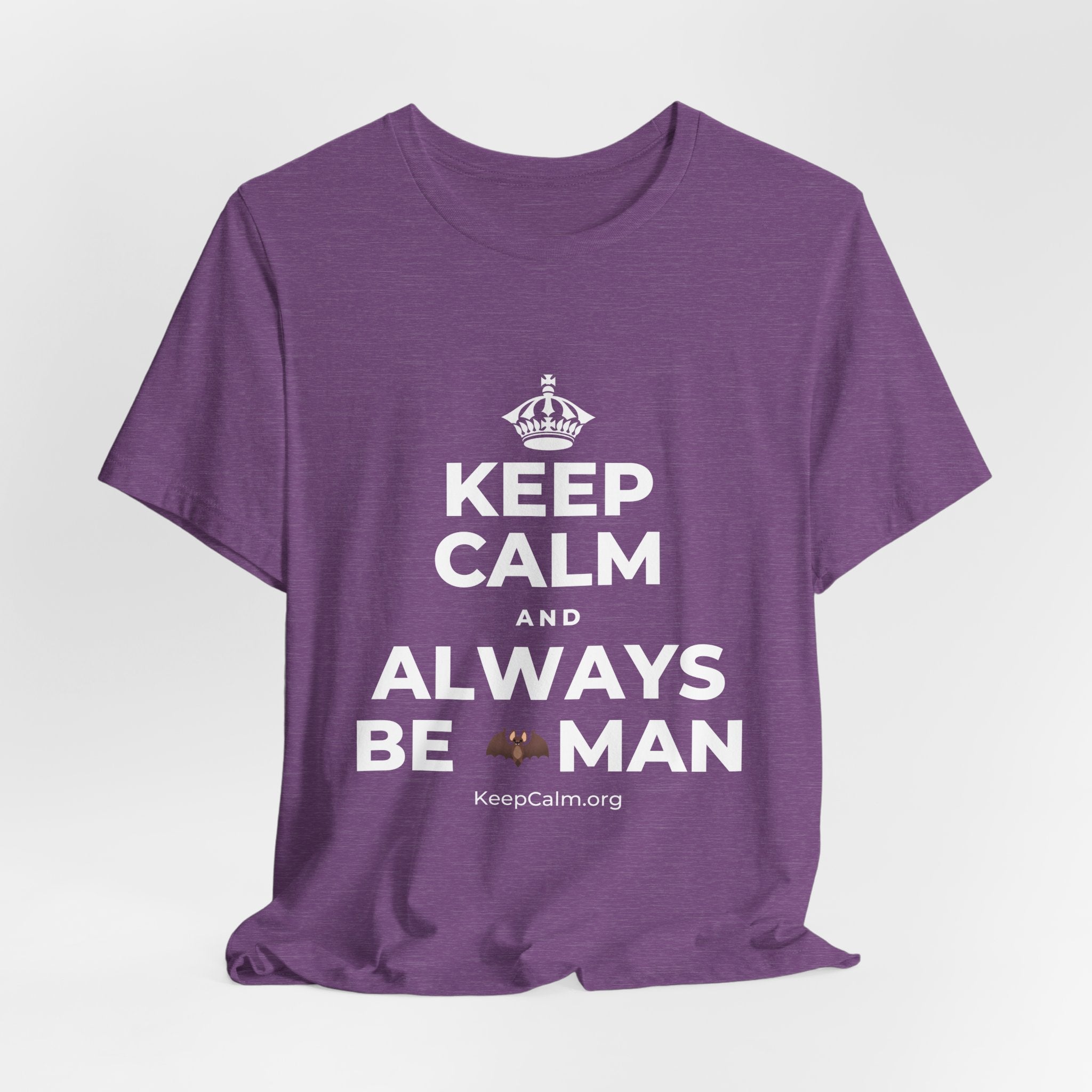 KEEP CALM AND ALWAYS BE 🦇MAN T-Shirt (Baby Blue–Silver)