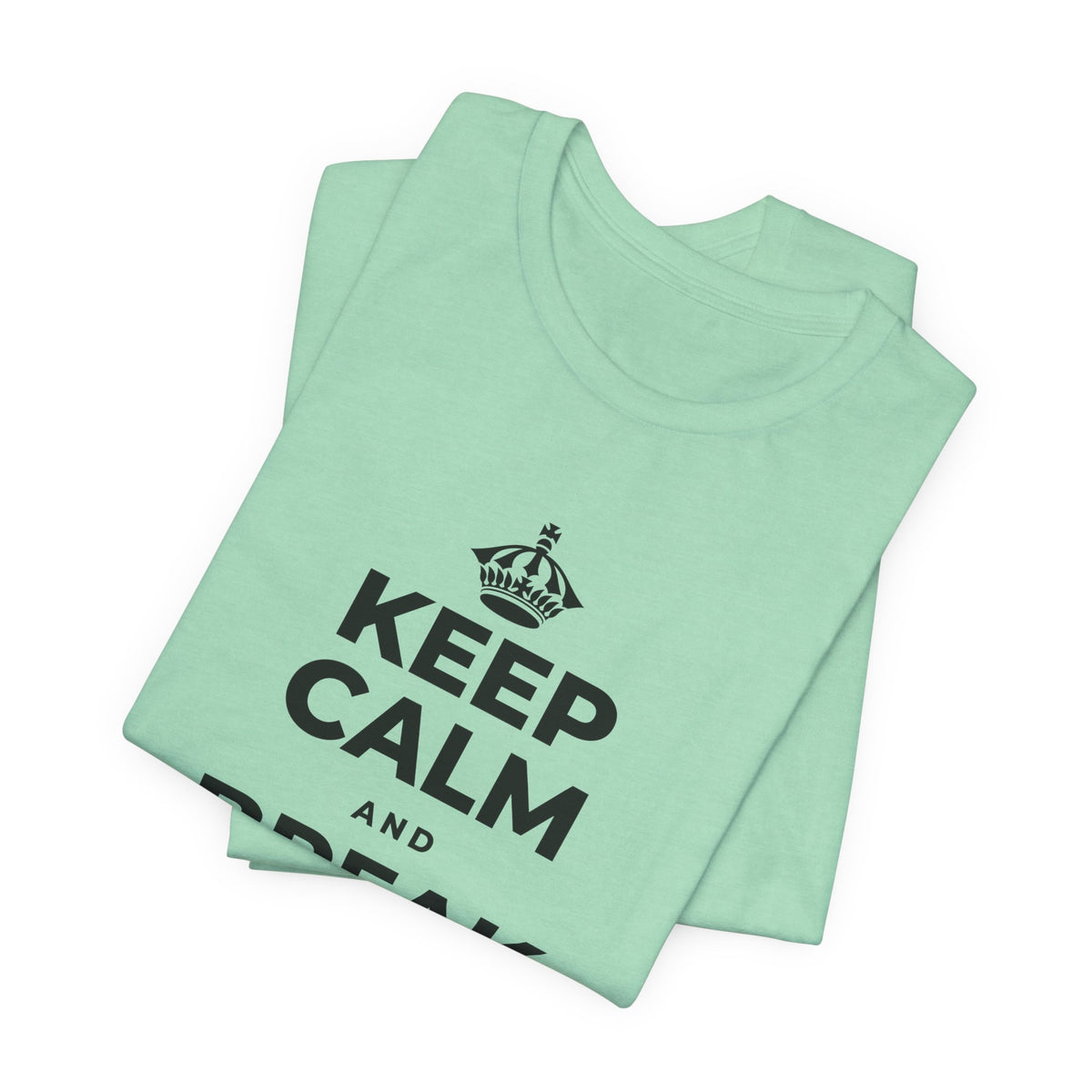 KEEP CALM AND BREAK THE MOLD T-Shirt (Baby Blue–Silver)