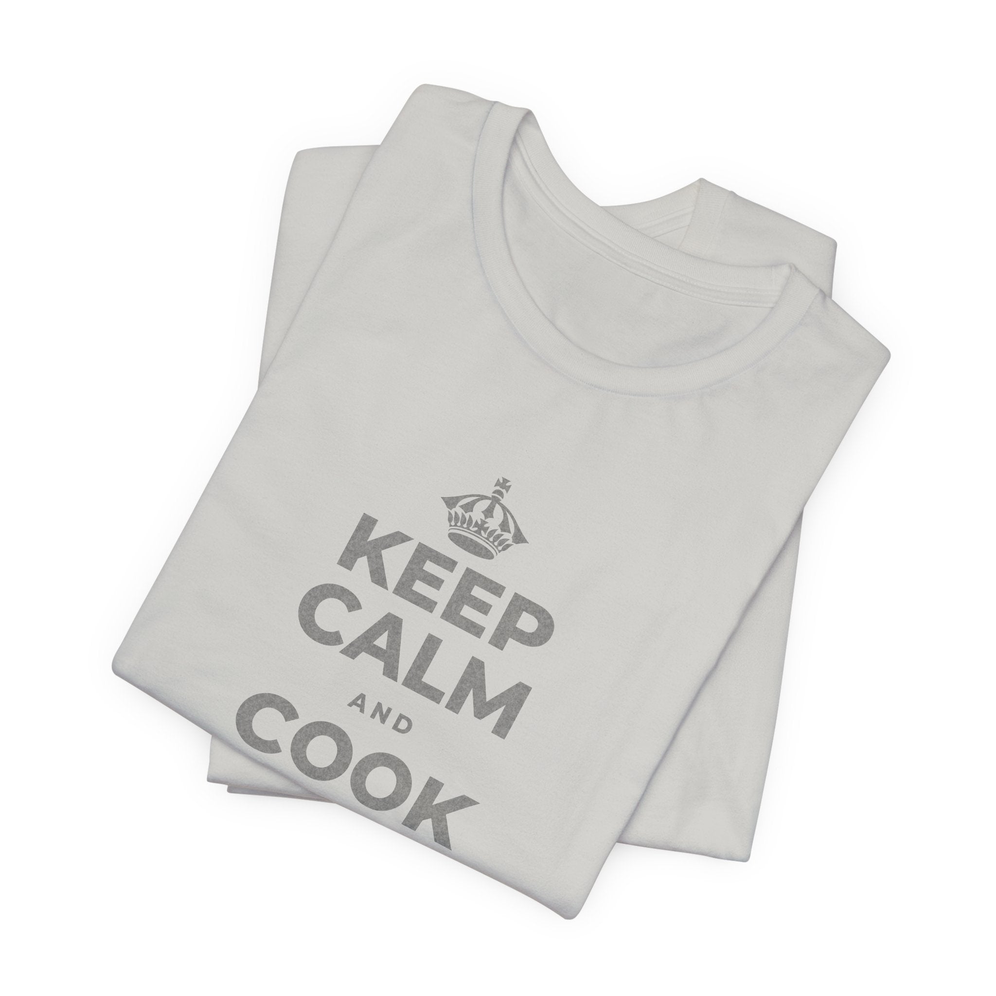 KEEP CALM AND COOK SOMETHING T-Shirt (Baby Blue–Silver)