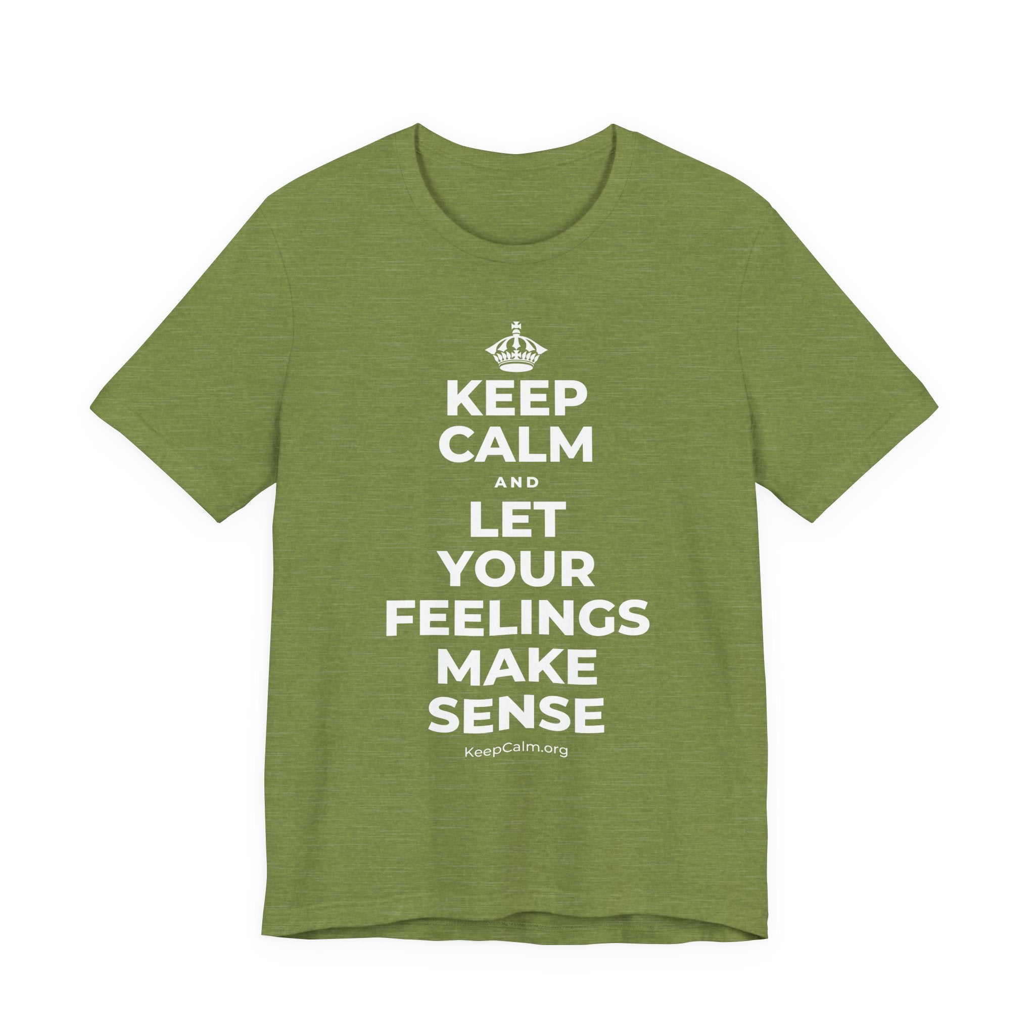KEEP CALM AND LET YOUR FEELINGS MAKE SENSE T-Shirt (Baby Blue–Silver)