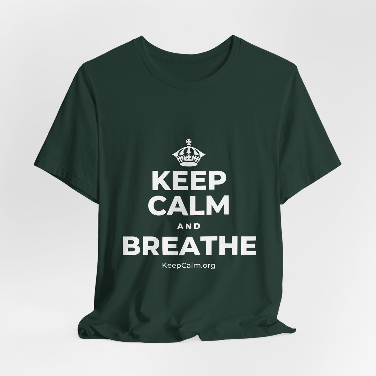 KEEP CALM AND BREATHE T-Shirt (White–Asphalt)