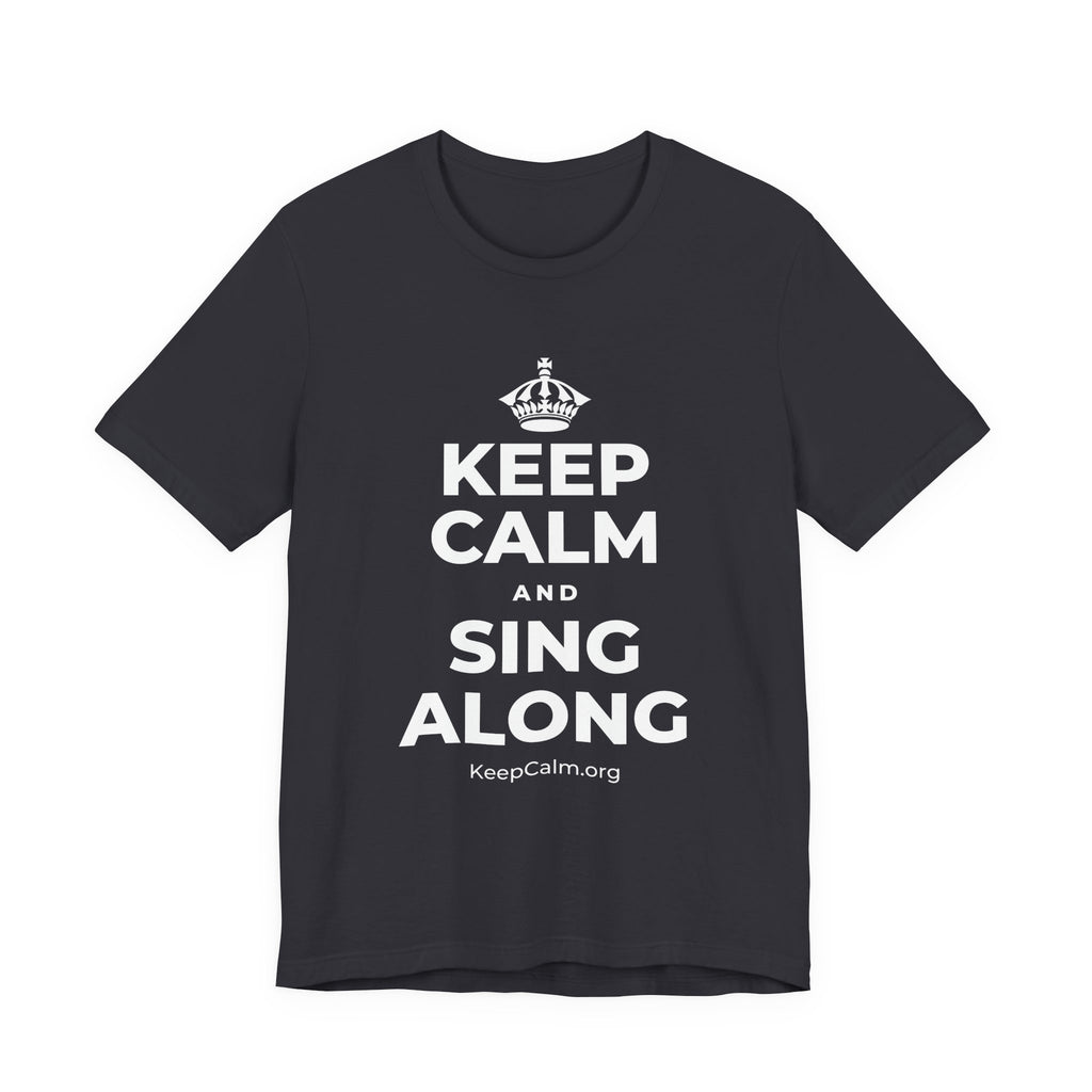 KEEP CALM AND SING ALONG T-Shirt (Baby Blue–Silver)